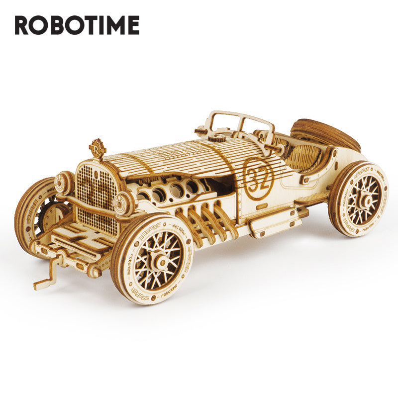 Robotime ROKR 3D Wooden Puzzle Toy Assembly Model Building Kits for Children Kids Birthday Gift MC401 Grand Prix Car - VINE GLOBAL