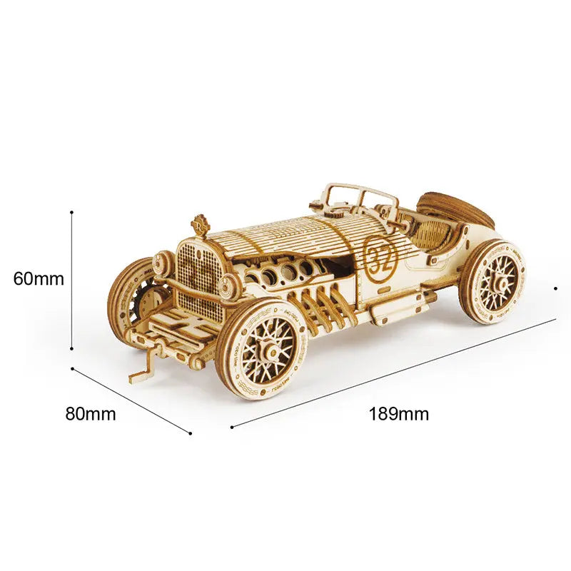 Robotime ROKR 3D Wooden Puzzle Toy Assembly Model Building Kits for Children Kids Birthday Gift MC401 Grand Prix Car - VINE GLOBAL