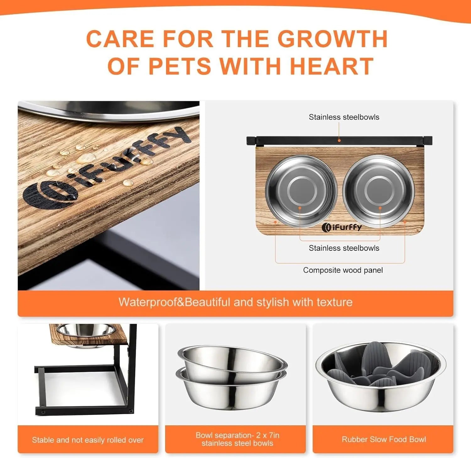 Dog Bowl Adjustable Height Stand Pet Slow Feeding Dog Bowl Small and Medium Dogs Stainless Steel Dog Bowl - VINE GLOBAL