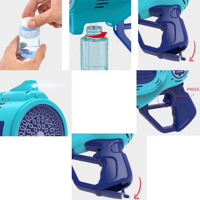 Bubble Gun Bubble Supplement, party favors, summer toys, outdoor, Easter, birthday gifts - VINE GLOBAL