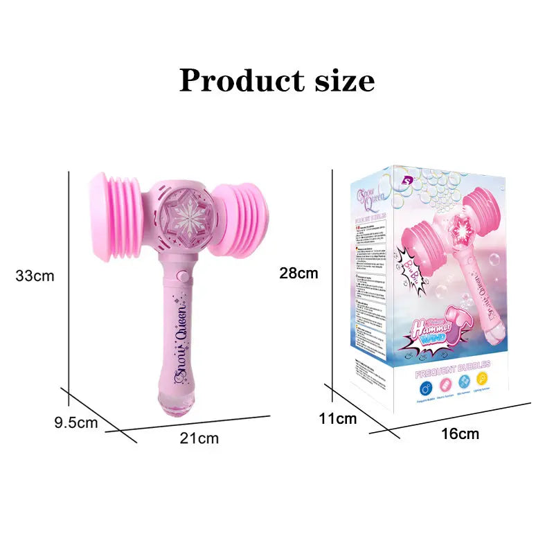 Kids Bubble Wand Blower Bubble Hammer, music and Light up automatic bubble machine, Girls outdoor Fun bubble toy, Birthday Party Easter Gift for 3-8 years old toddler Boys Girls (pink) - VINE GLOBAL