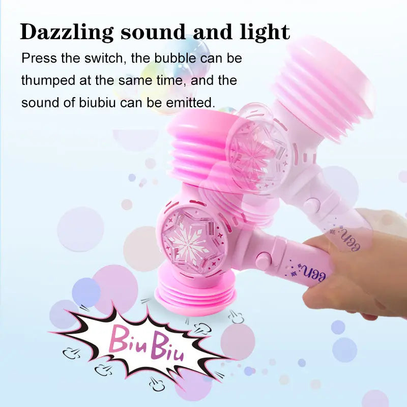 Kids Bubble Wand Blower Bubble Hammer, music and Light up automatic bubble machine, Girls outdoor Fun bubble toy, Birthday Party Easter Gift for 3-8 years old toddler Boys Girls (pink) - VINE GLOBAL