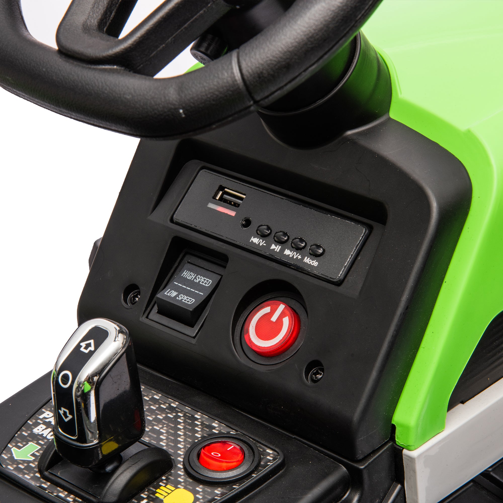 Ride on Tractor with Trailer,24V Battery Powered Electric Tractor Toy, 200w*2motor 1.86-4.97MPH/Remote Control,electric car for kids,Three speed adjustable,USB,MP3 ,Bluetooth,LED light, safety belt - VINE GLOBAL