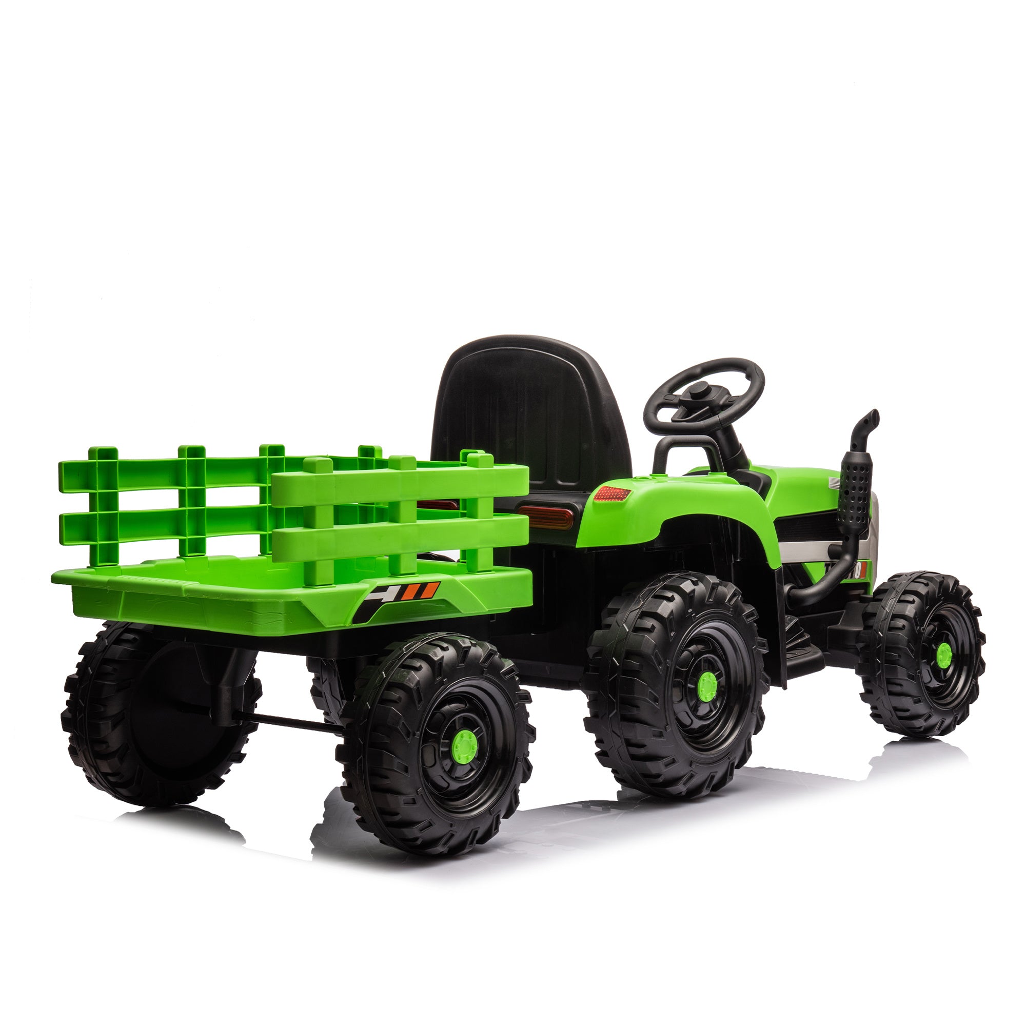 Ride on Tractor with Trailer,24V Battery Powered Electric Tractor Toy, 200w*2motor 1.86-4.97MPH/Remote Control,electric car for kids,Three speed adjustable,USB,MP3 ,Bluetooth,LED light, safety belt - VINE GLOBAL