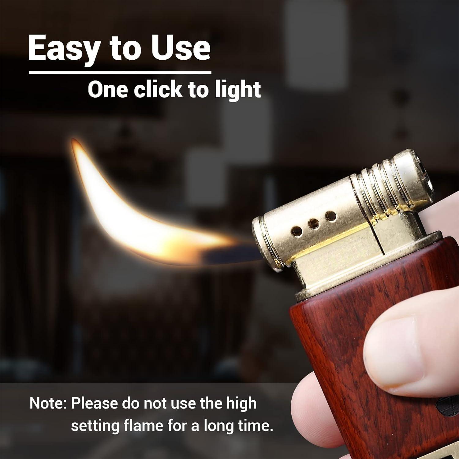 Pipe Lighter Soft Flame Refillable Gas Wooden Case Fire Starter Cigarette Candle Lighter For Men Women Gift - VINE GLOBAL