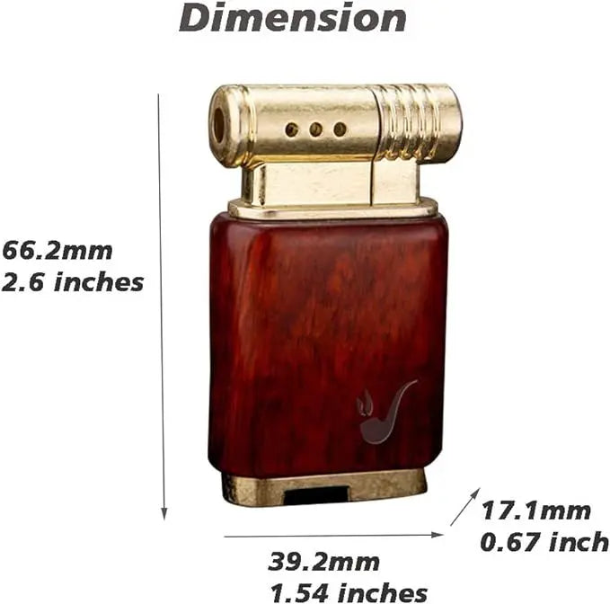 Pipe Lighter Soft Flame Refillable Gas Wooden Case Fire Starter Cigarette Candle Lighter For Men Women Gift - VINE GLOBAL