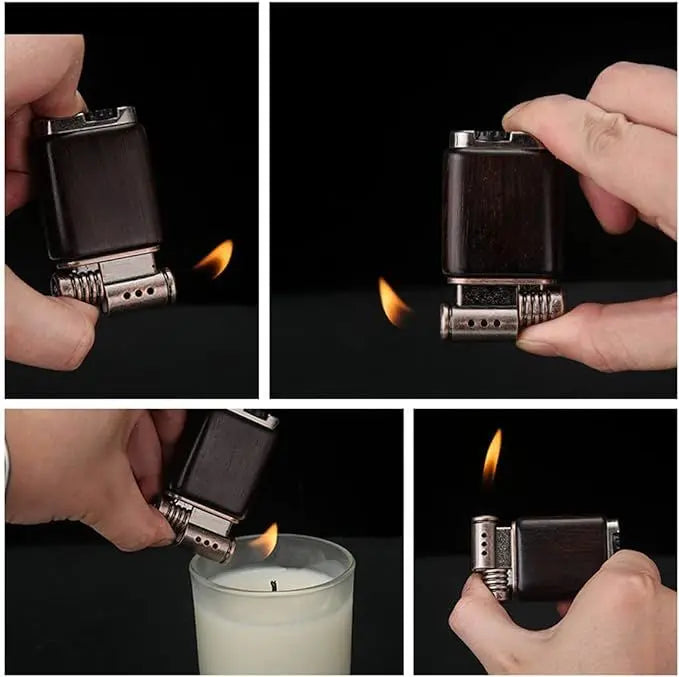 Pipe Lighter Soft Flame Refillable Gas Wooden Case Fire Starter Cigarette Candle Lighter For Men Women Gift - VINE GLOBAL
