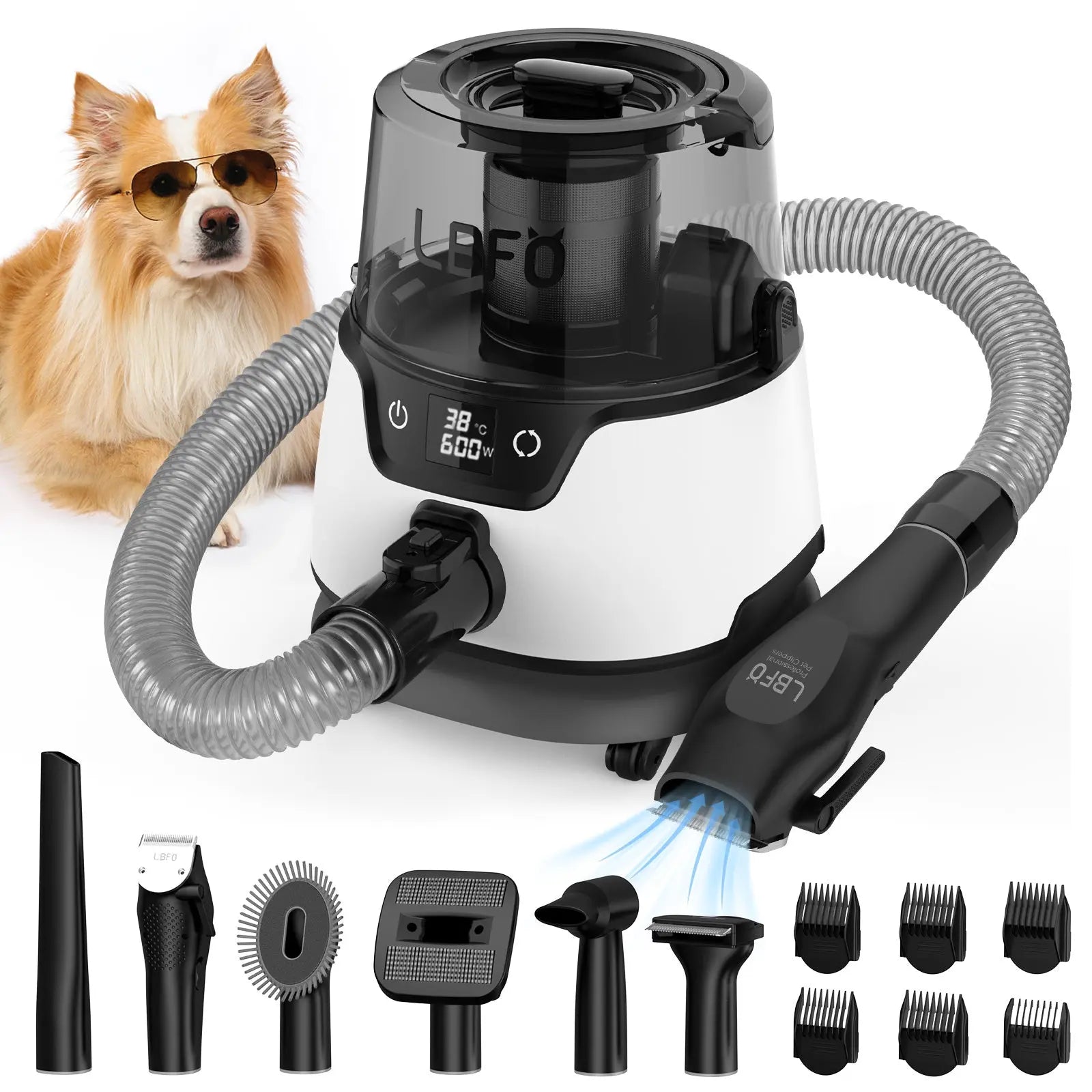Dog Grooming Kit Low Noise Wholesale Pet Hair Vacuum Cleaner Dog Dryer Removal Brush with 6 Pet Grooming Tools - VINE GLOBAL