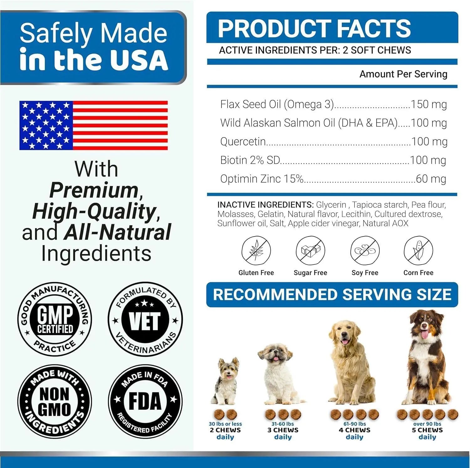 2 Pack Omega 3 Fish Oil for Dogs Skin and Coat Supplement Dry & Itchy Skin Relief Treatment Allergy Support Dog Anti Shedding Treats Shiny Coats EPA & DHA Salmon - VINE GLOBAL