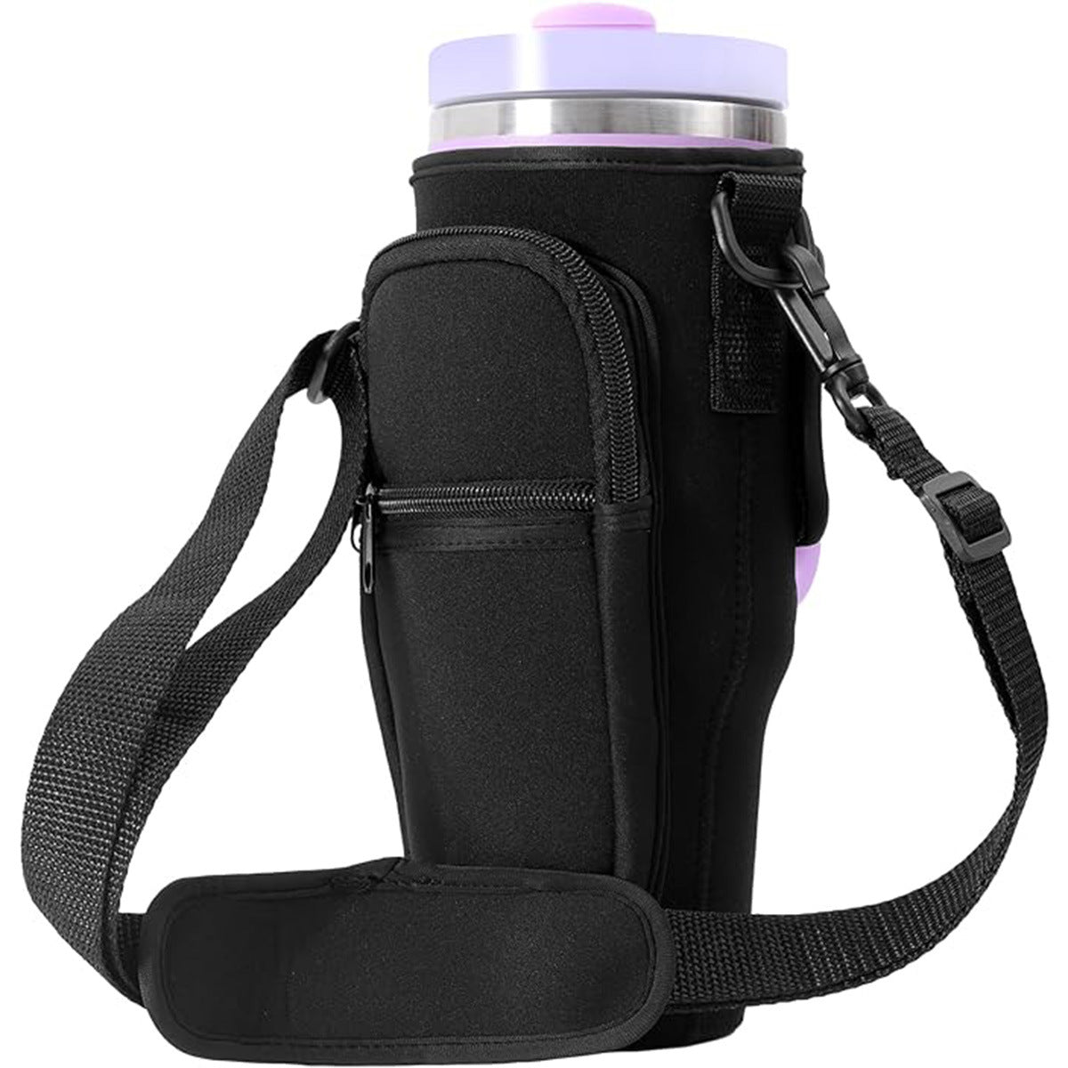 Water Bottle Carrier Bag Fit For 40oz Tumbler With Handle, Water Bottle Holder Bag With Adjustable Shoulder Strap For Hiking Travelling Camping - VINE GLOBAL