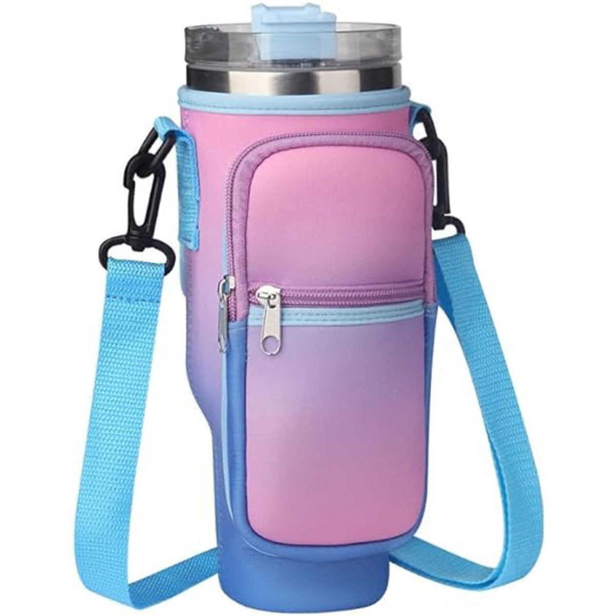 Water Bottle Carrier Bag Fit For 40oz Tumbler With Handle, Water Bottle Holder Bag With Adjustable Shoulder Strap For Hiking Travelling Camping - VINE GLOBAL