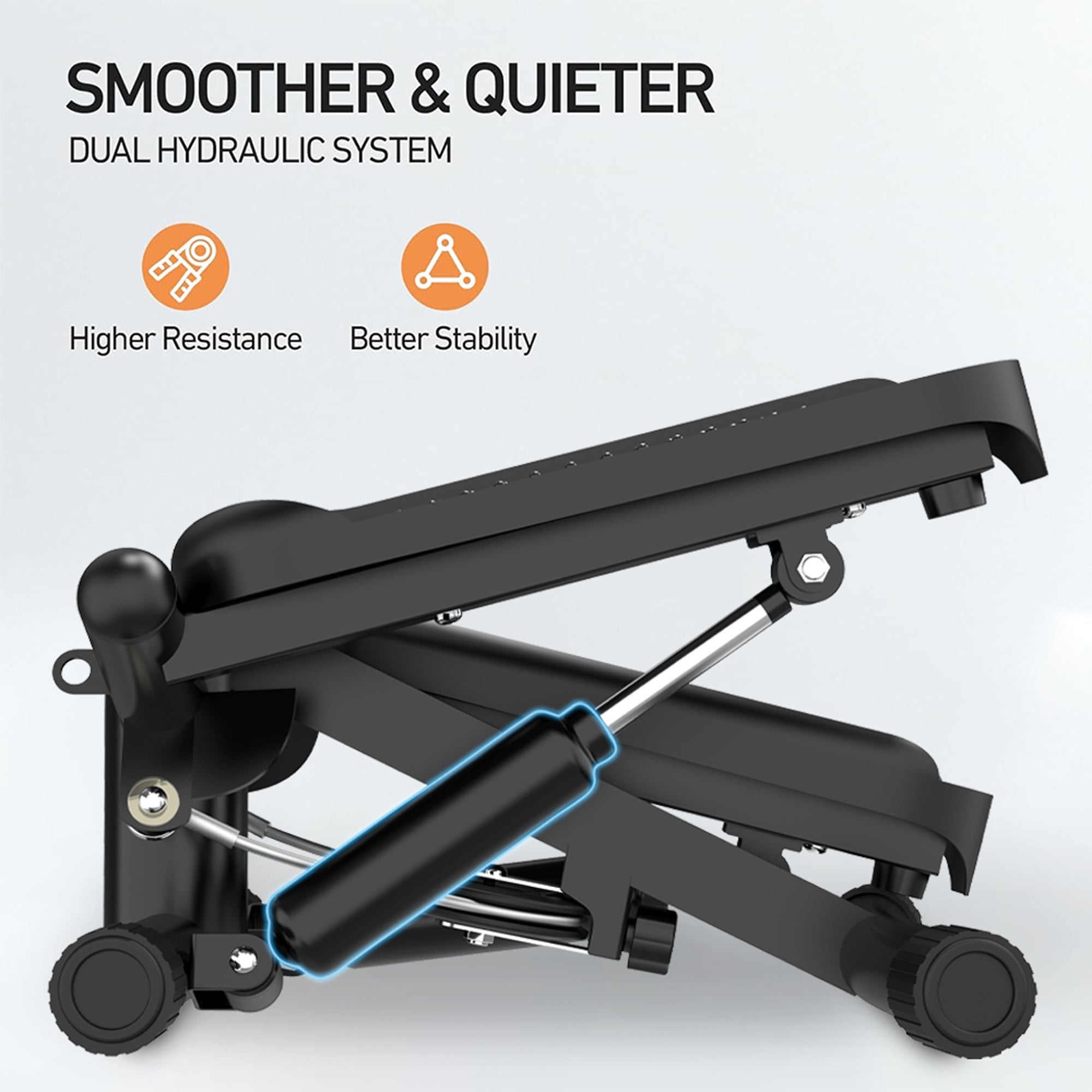 Steppers for Exercise - Mini Stair Stepper Machine with Resistance Bands 330lbs Twist Stepper Portable Exercise Equipment for Full Body Workout-Black - VINE GLOBAL