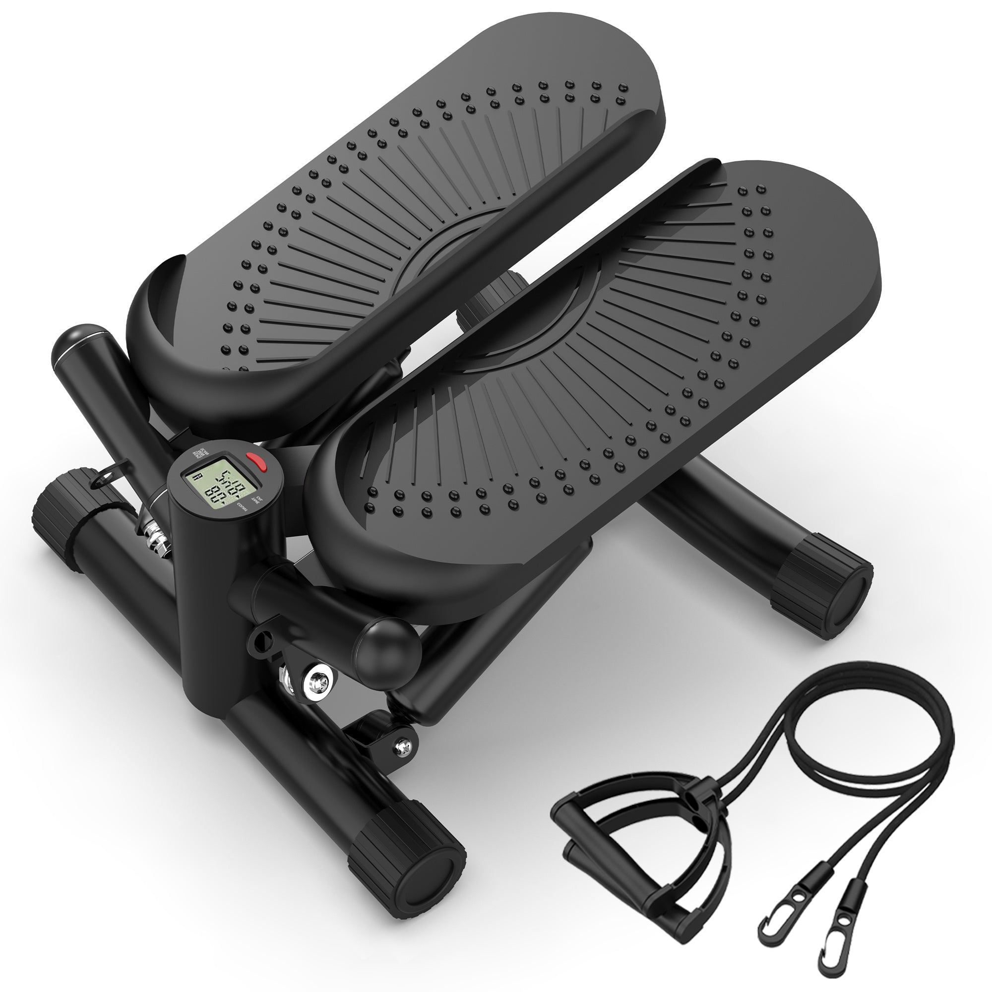 Steppers for Exercise - Mini Stair Stepper Machine with Resistance Bands 330lbs Twist Stepper Portable Exercise Equipment for Full Body Workout-Black - VINE GLOBAL
