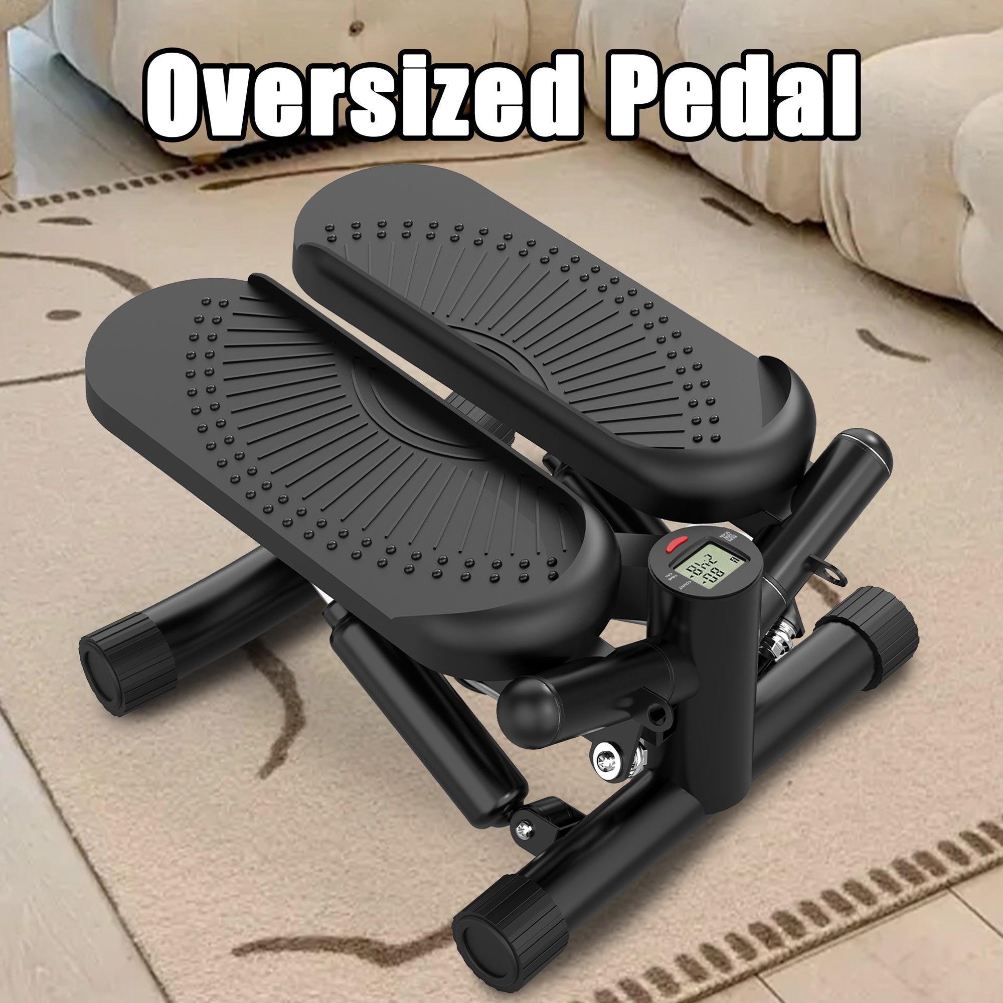Steppers for Exercise - Mini Stair Stepper Machine with Resistance Bands 330lbs Twist Stepper Portable Exercise Equipment for Full Body Workout-Black - VINE GLOBAL