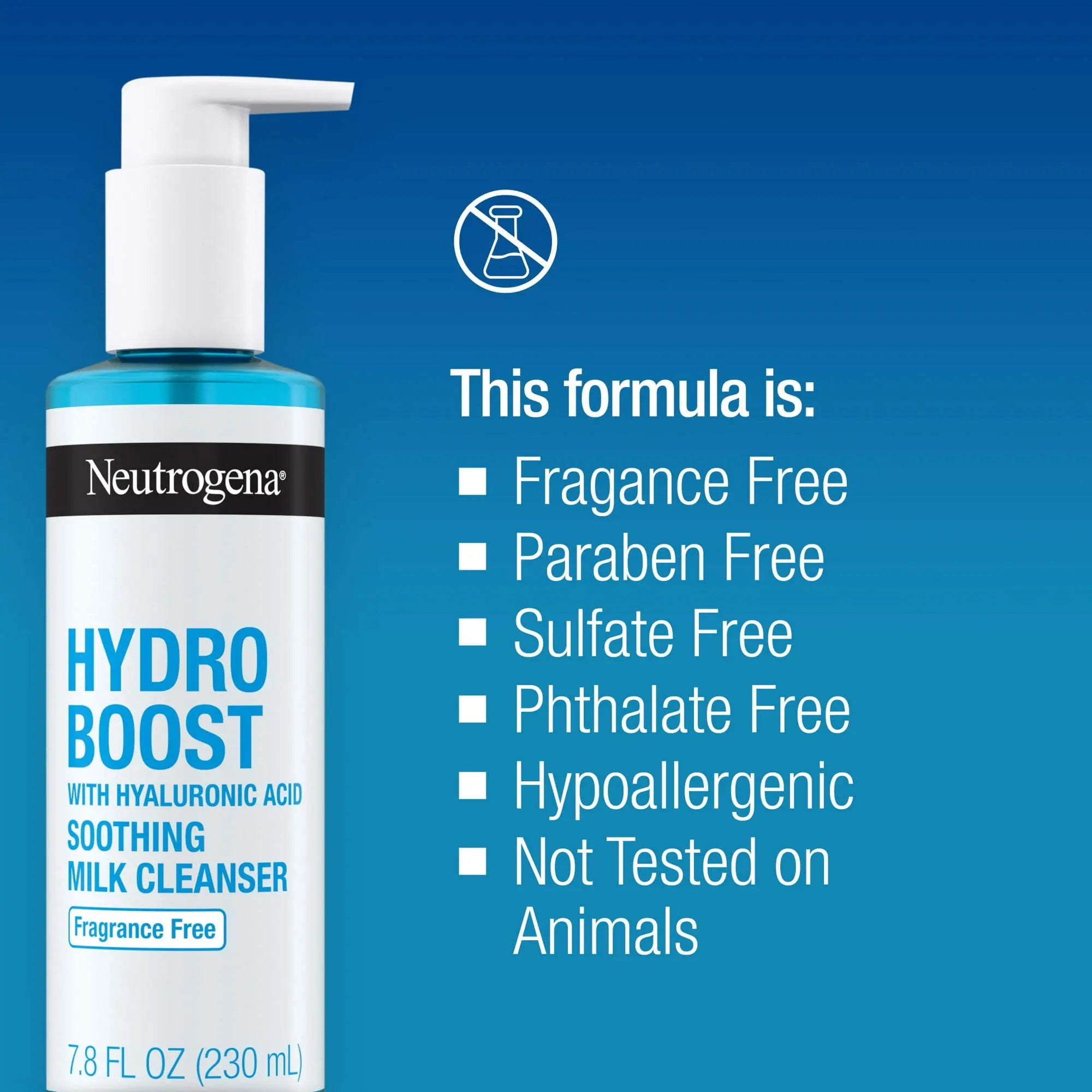 Neutrogena Hydro Boost Soothing Milk Facial Cleanser, Hyaluronic Acid Face Wash, 7.8 oz - VINE GLOBAL