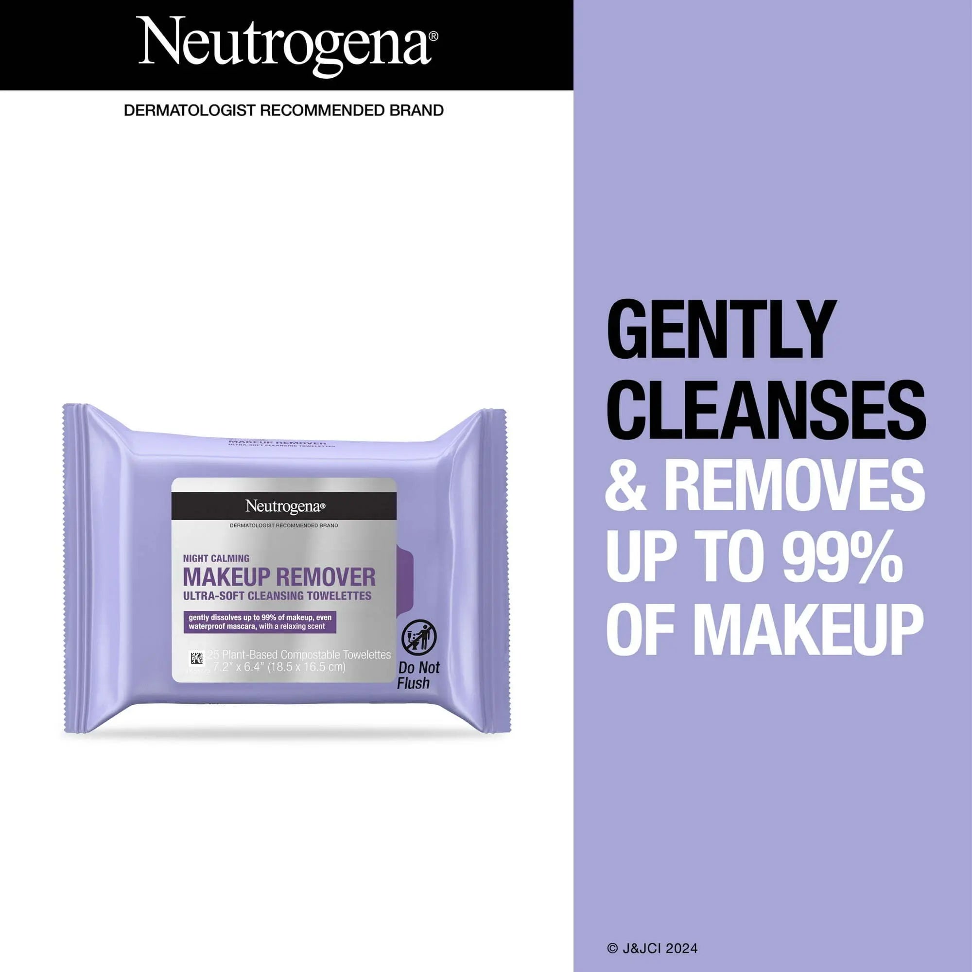 Neutrogena Makeup Remover Night Calming Wipes & Face Cleansing Towelettes, 25 Ct, 2 pack - VINE GLOBAL