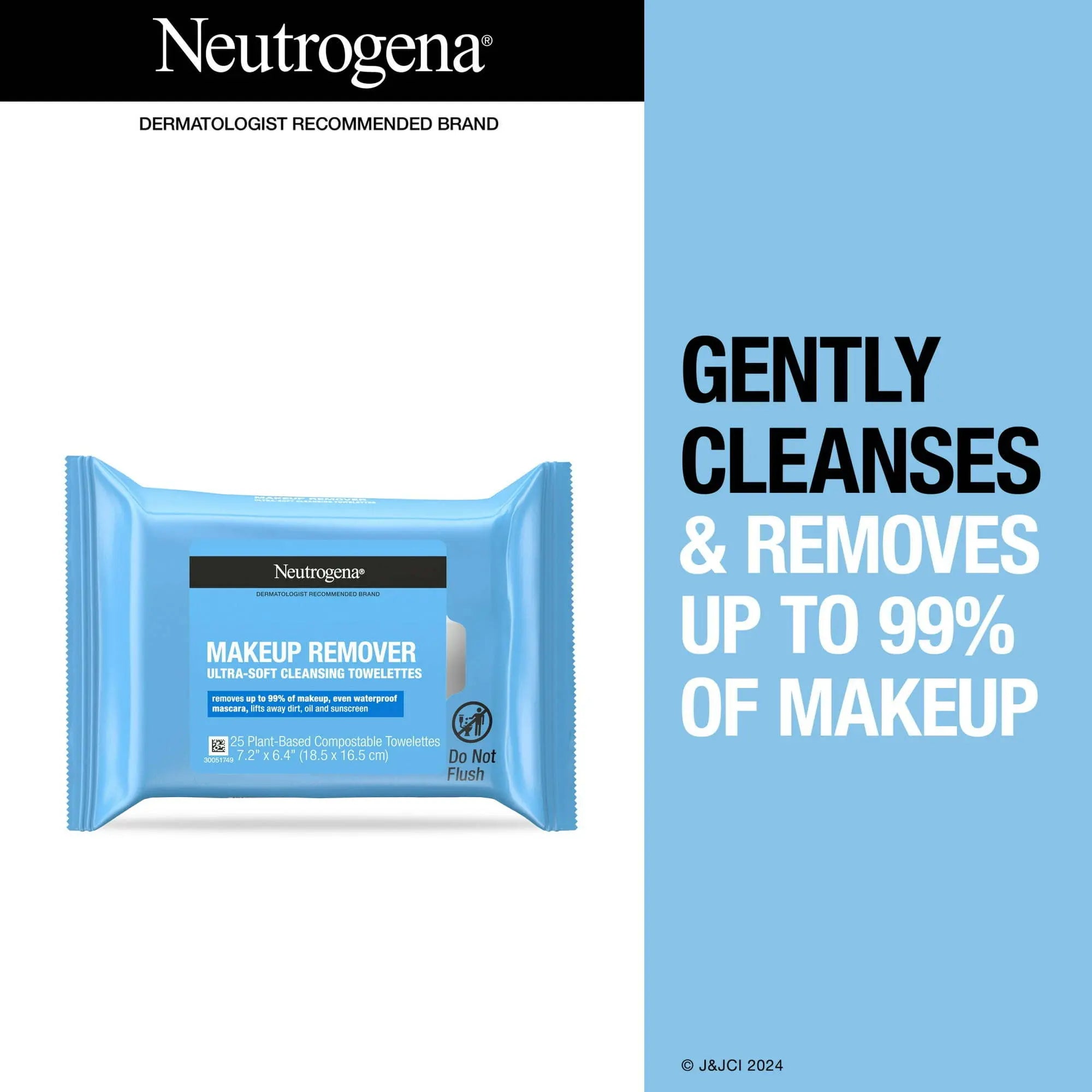 Neutrogena Makeup Remover Wipes and Face Cleansing Towelettes, Plastic Case, 25 Ct - VINE GLOBAL
