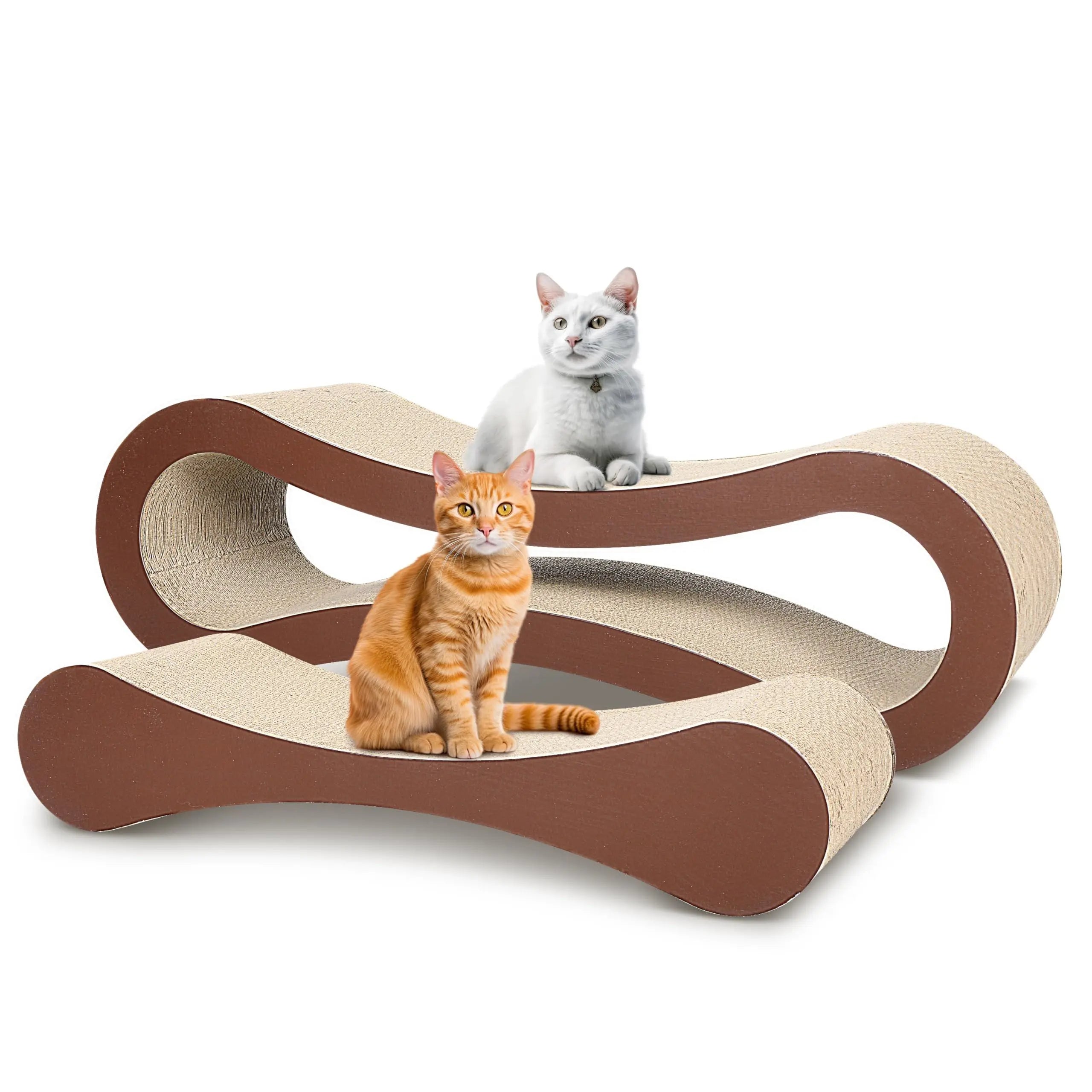 2 in 1 Cat Scratcher Cardboard, Cat Scratching Board Furniture Protector, Cat Scratching Post, Cat Beds for Indoor Cats, Infinity Shape, X-Large - VINE GLOBAL