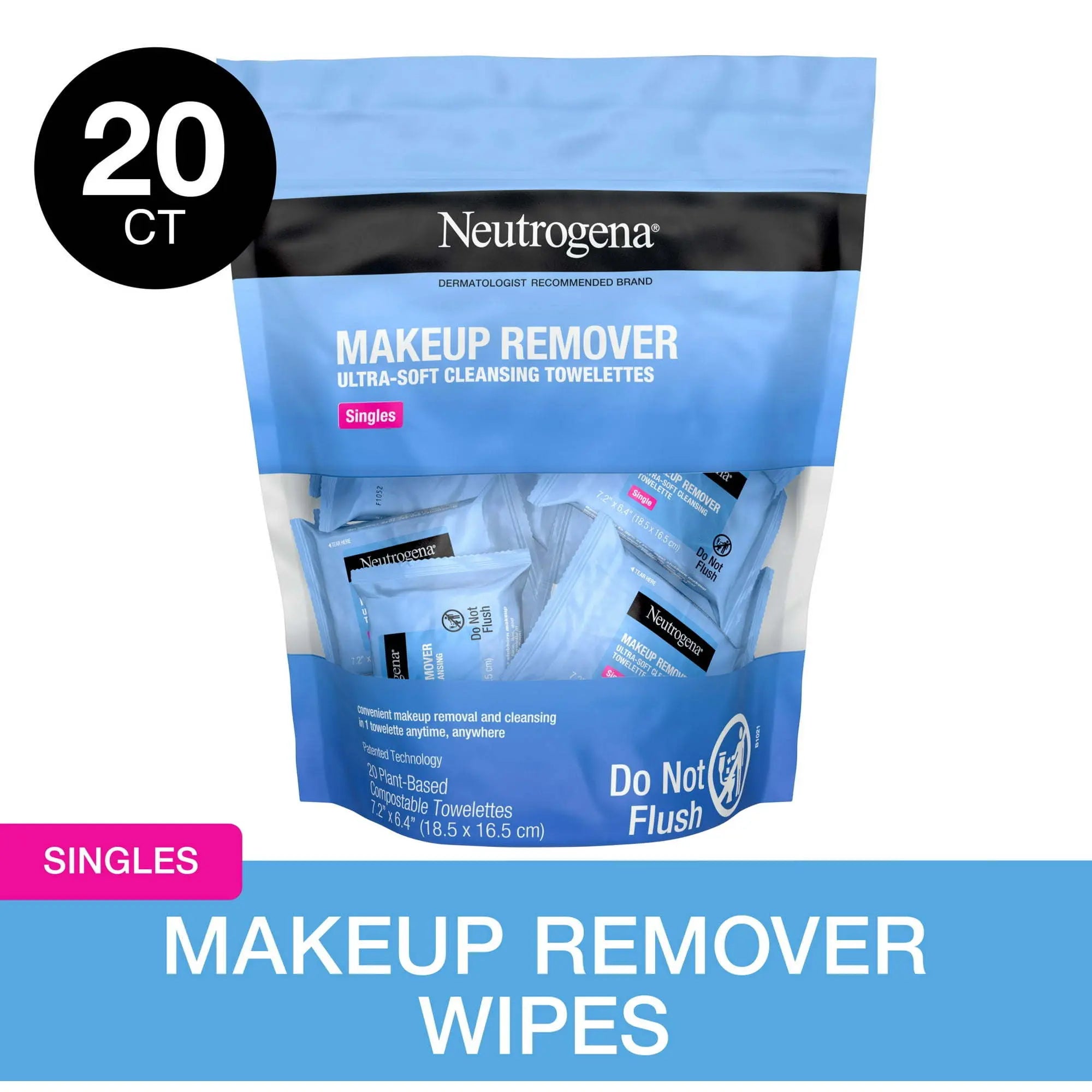 Neutrogena Cleansing Makeup Remover Wipes, Individually Wrapped, 20 Ct - VINE GLOBAL