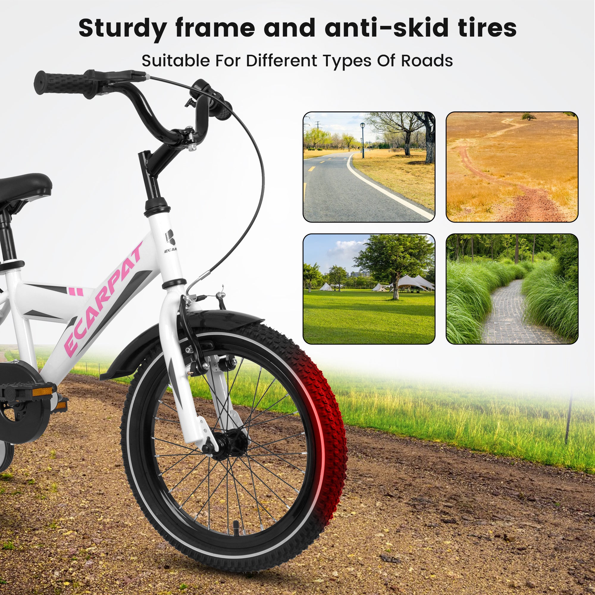 A14115 Kids Bike 14 inch for Boys & Girls with Training Wheels, Freestyle Kids' Bicycle with fender and carrier. - VINE GLOBAL