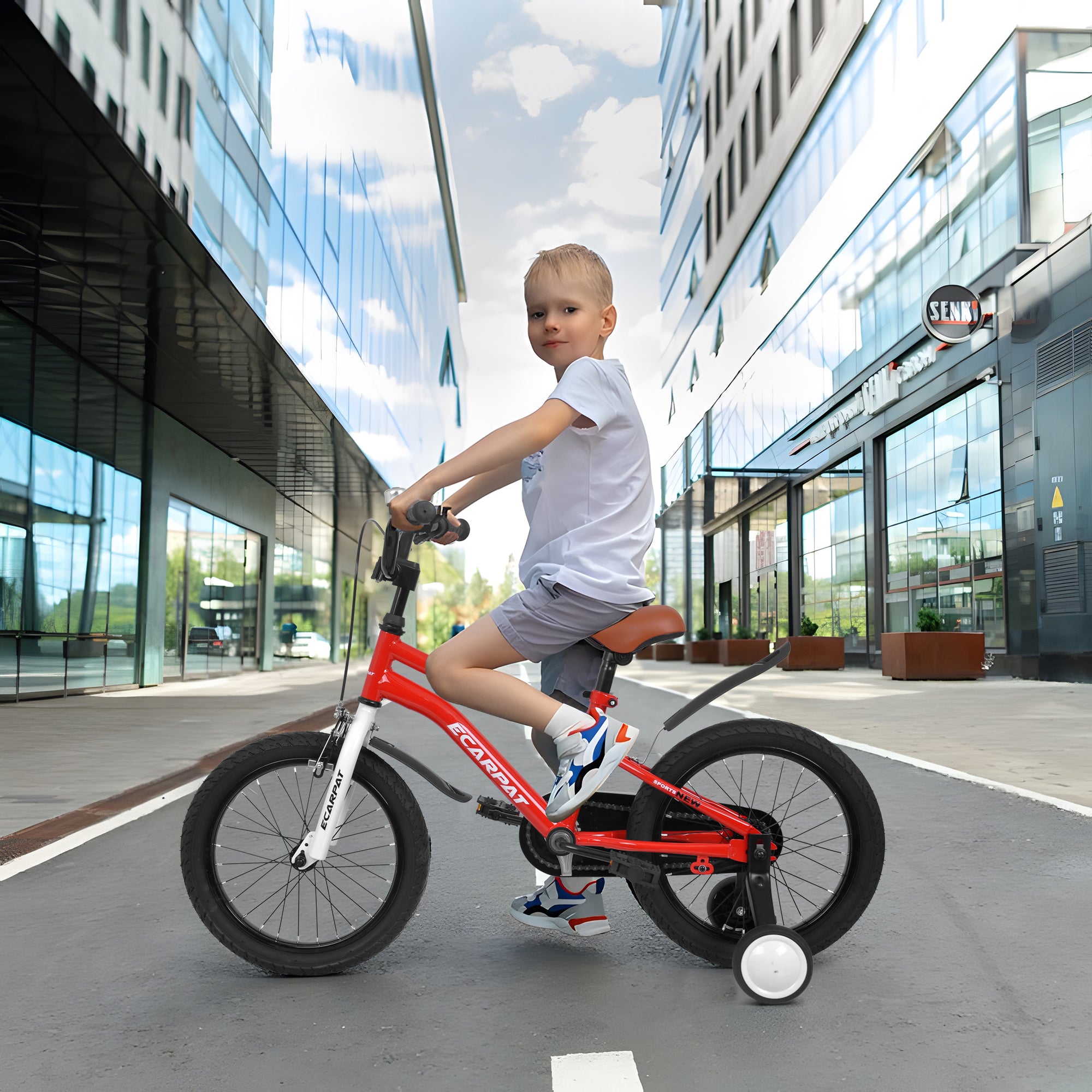 A16114 Kids Bike 16 inch for Boys & Girls with Training Wheels, Freestyle Kids' Bicycle with fender. - VINE GLOBAL