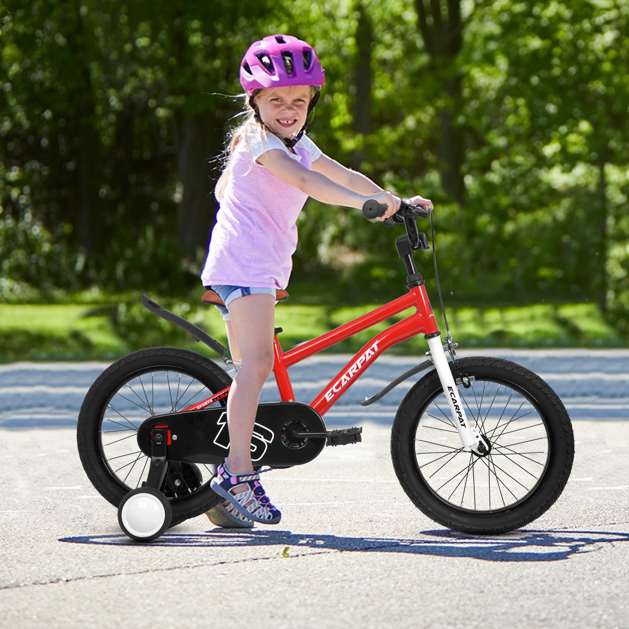 A16114 Kids Bike 16 inch for Boys & Girls with Training Wheels, Freestyle Kids' Bicycle with fender. - VINE GLOBAL