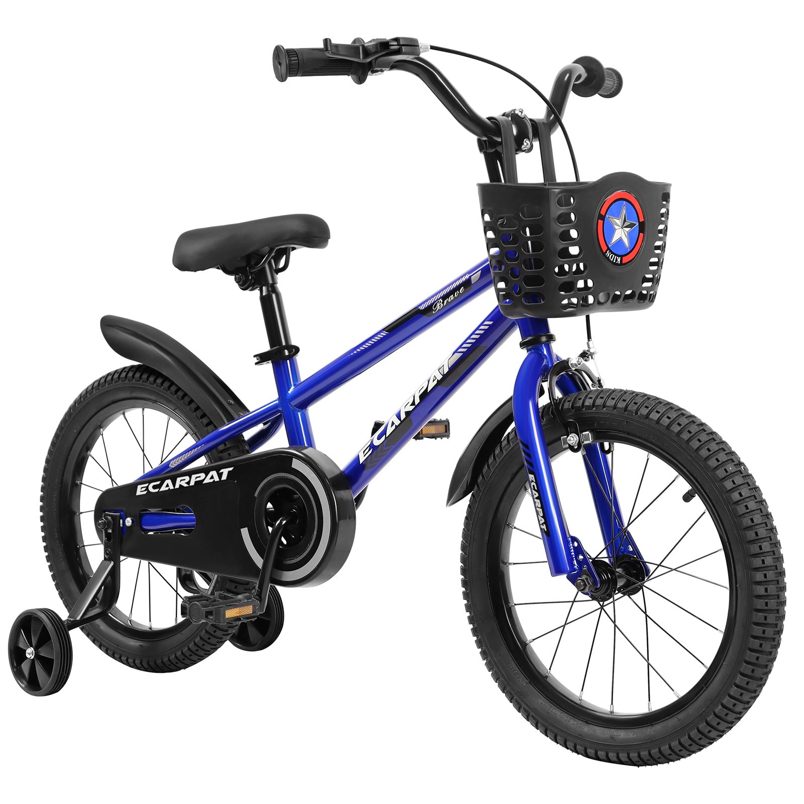 C14111A Kids Bike 14 inch for Boys & Girls with Training Wheels, Freestyle Kids' Bicycle with Bell,Basket and fender. - VINE GLOBAL