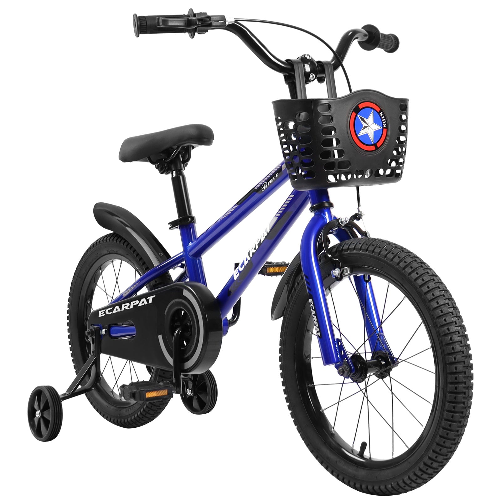 C14111A Kids Bike 14 inch for Boys & Girls with Training Wheels, Freestyle Kids' Bicycle with Bell,Basket and fender. - VINE GLOBAL