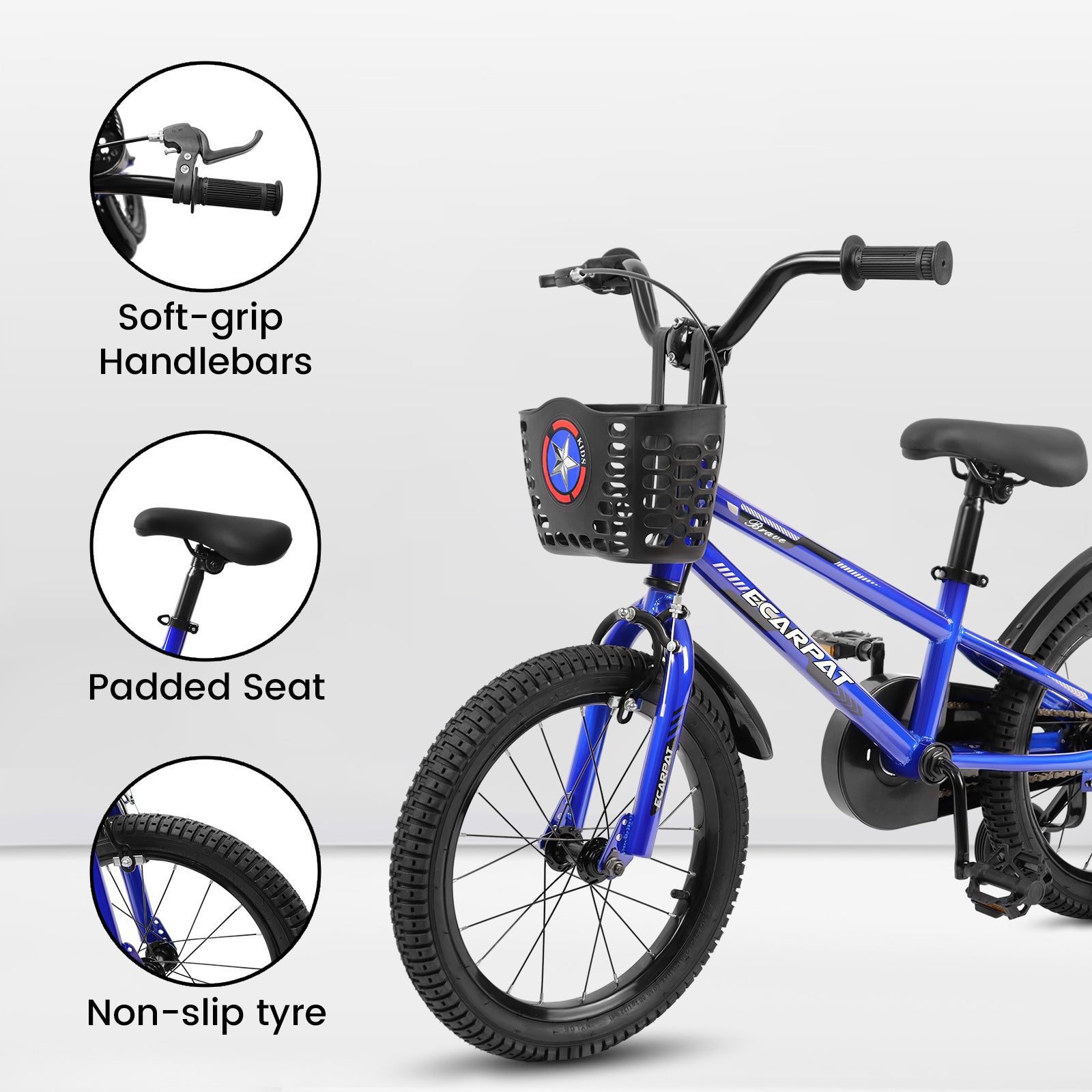 C14111A Kids Bike 14 inch for Boys & Girls with Training Wheels, Freestyle Kids' Bicycle with Bell,Basket and fender. - VINE GLOBAL