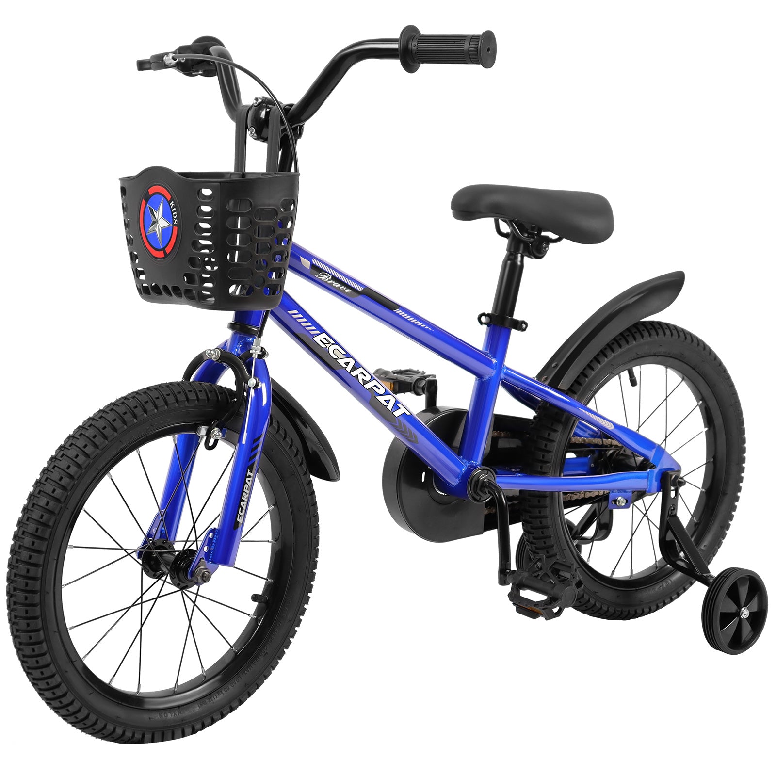 C14111A Kids Bike 14 inch for Boys & Girls with Training Wheels, Freestyle Kids' Bicycle with Bell,Basket and fender. - VINE GLOBAL