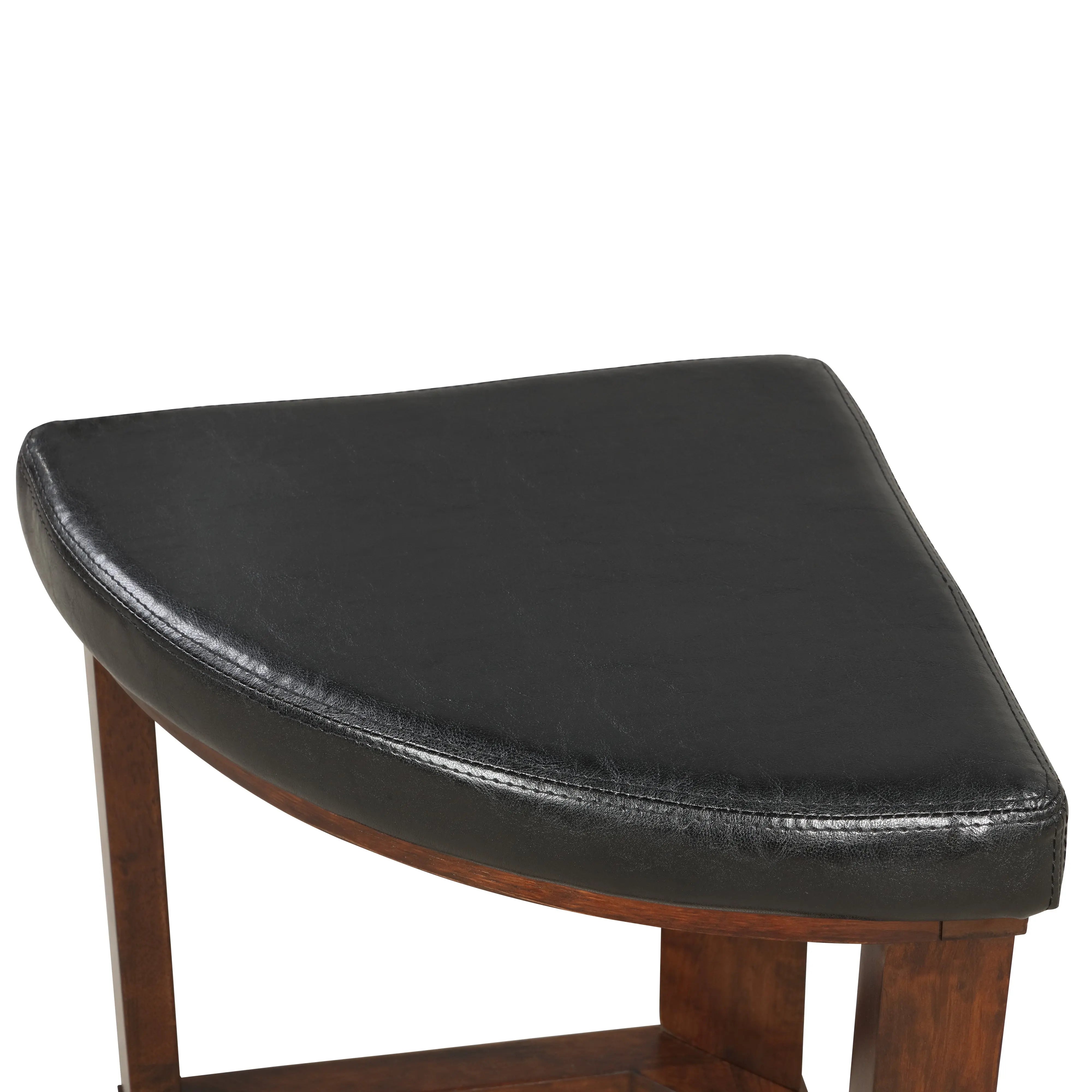 Cylina Solid Wood Glass Top Round Table Set, Coffee Table with 4 Stools - VINE GLOBAL