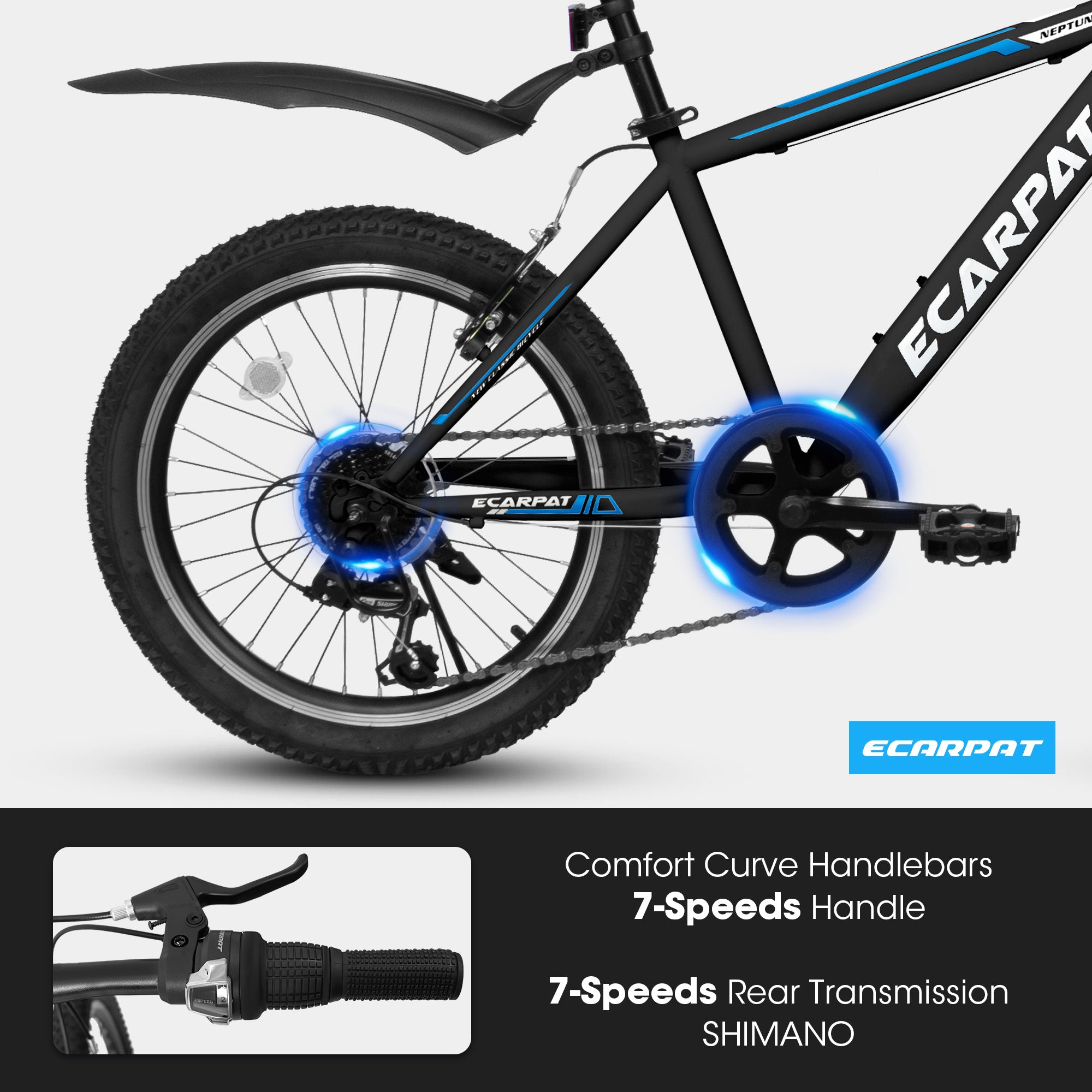 A20215F 20 inch kids bike shock absorber front plug 7 speed lever transmission + fender Universal for boys and girls - VINE GLOBAL