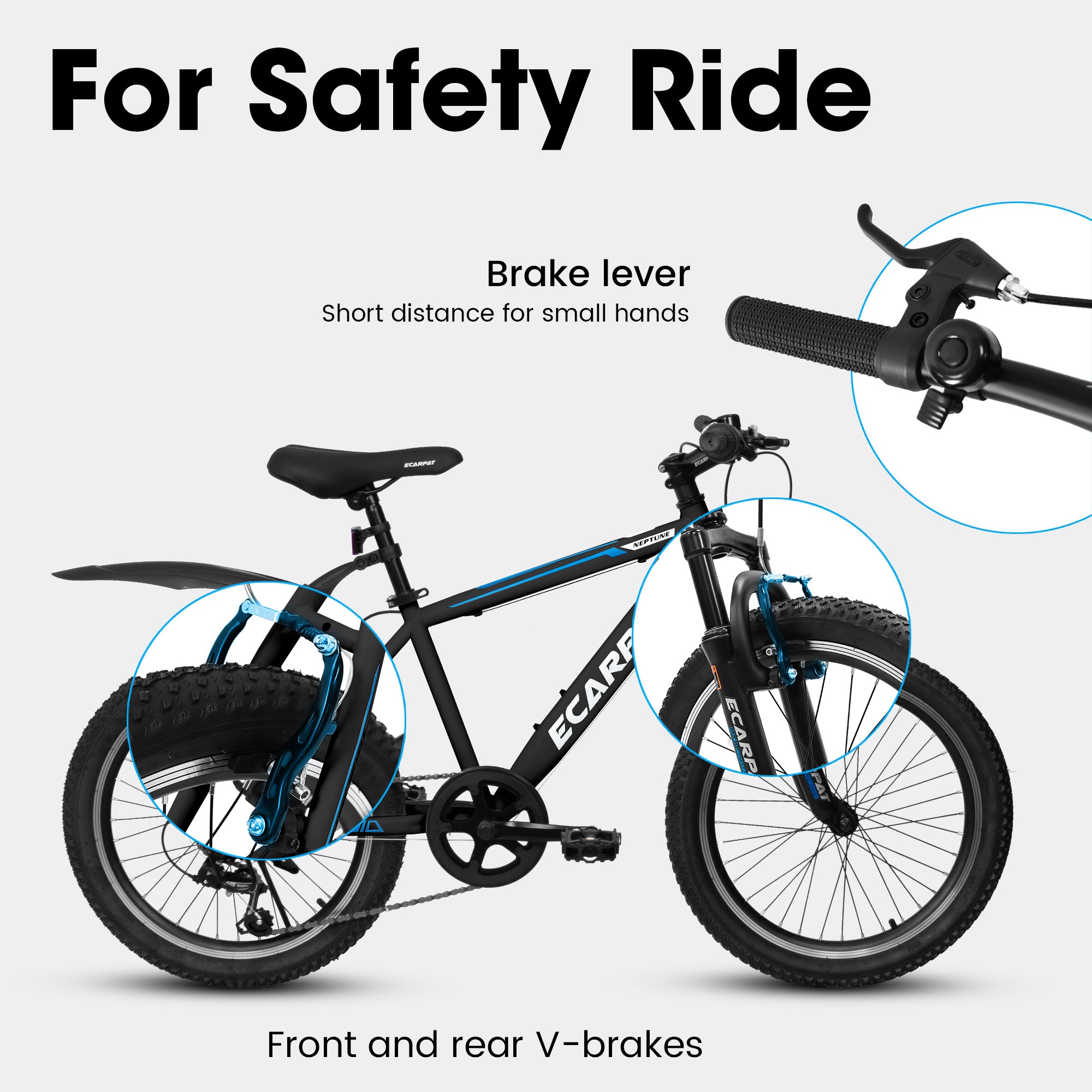 A20215F 20 inch kids bike shock absorber front plug 7 speed lever transmission + fender Universal for boys and girls - VINE GLOBAL