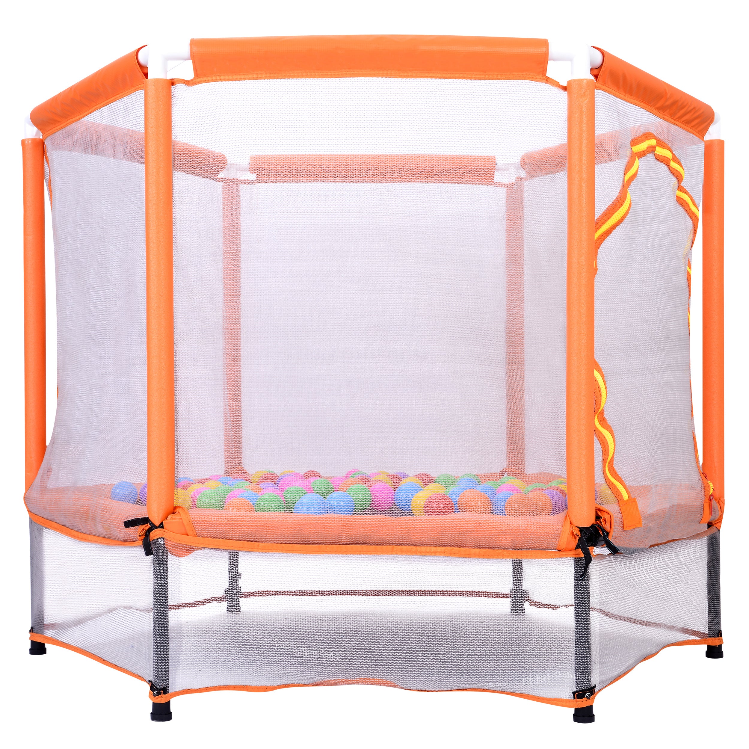 55'' Toddlers Trampoline with Safety Enclosure Net and Balls, Indoor Outdoor Mini Trampoline for Kids - VINE GLOBAL