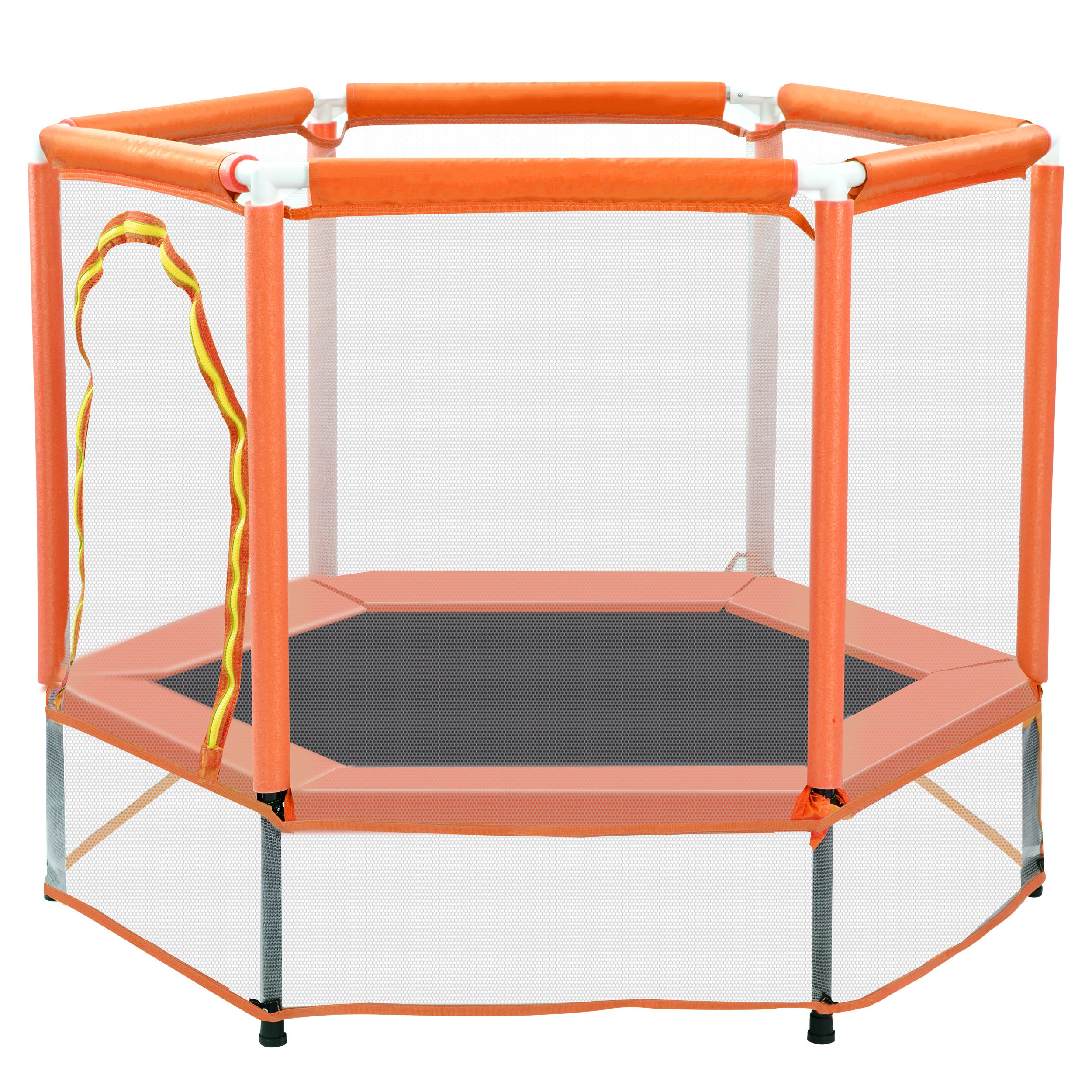 55'' Toddlers Trampoline with Safety Enclosure Net and Balls, Indoor Outdoor Mini Trampoline for Kids - VINE GLOBAL