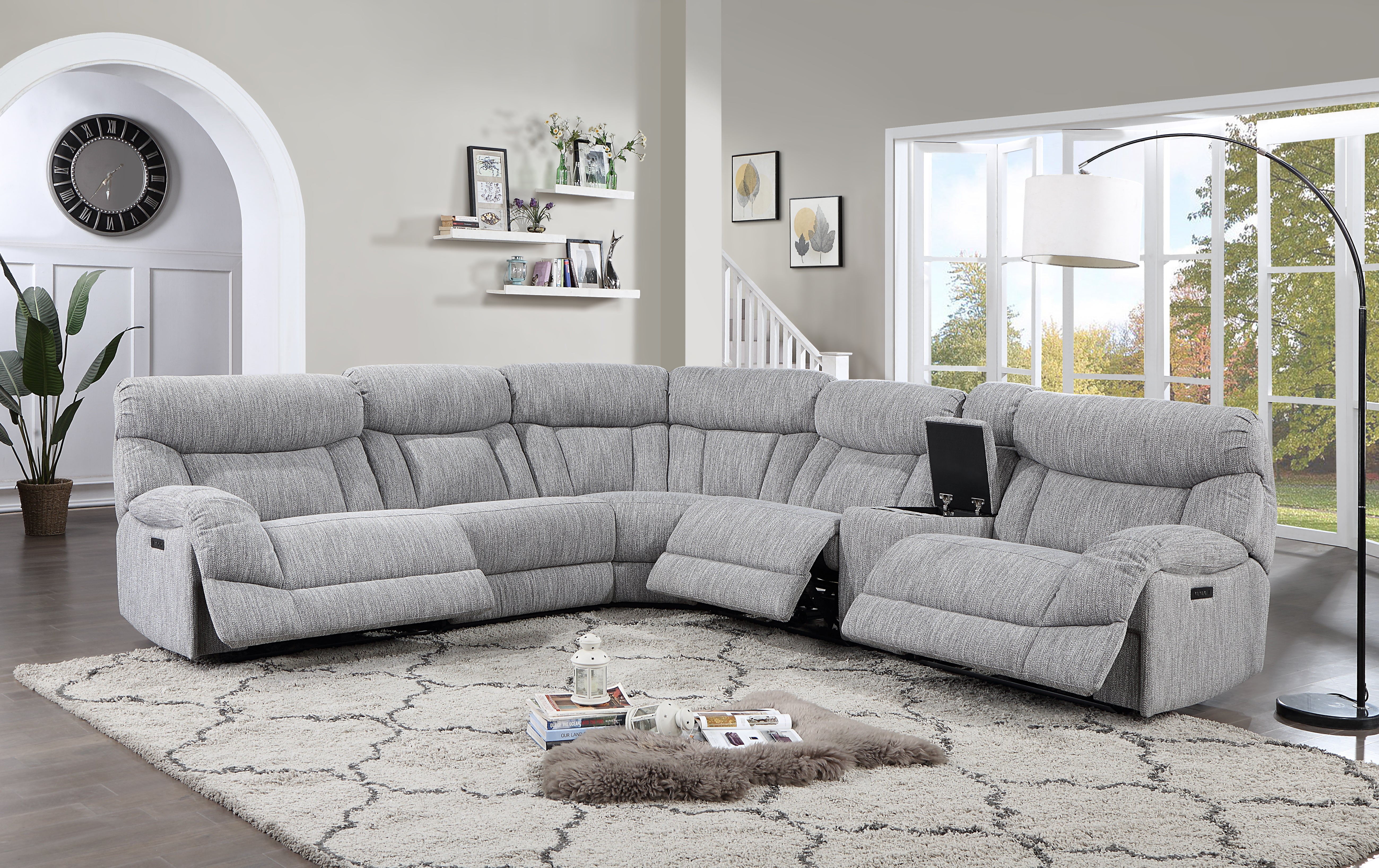 Park City - 5 Piece Sectional - Pearl Silver - VINE GLOBAL