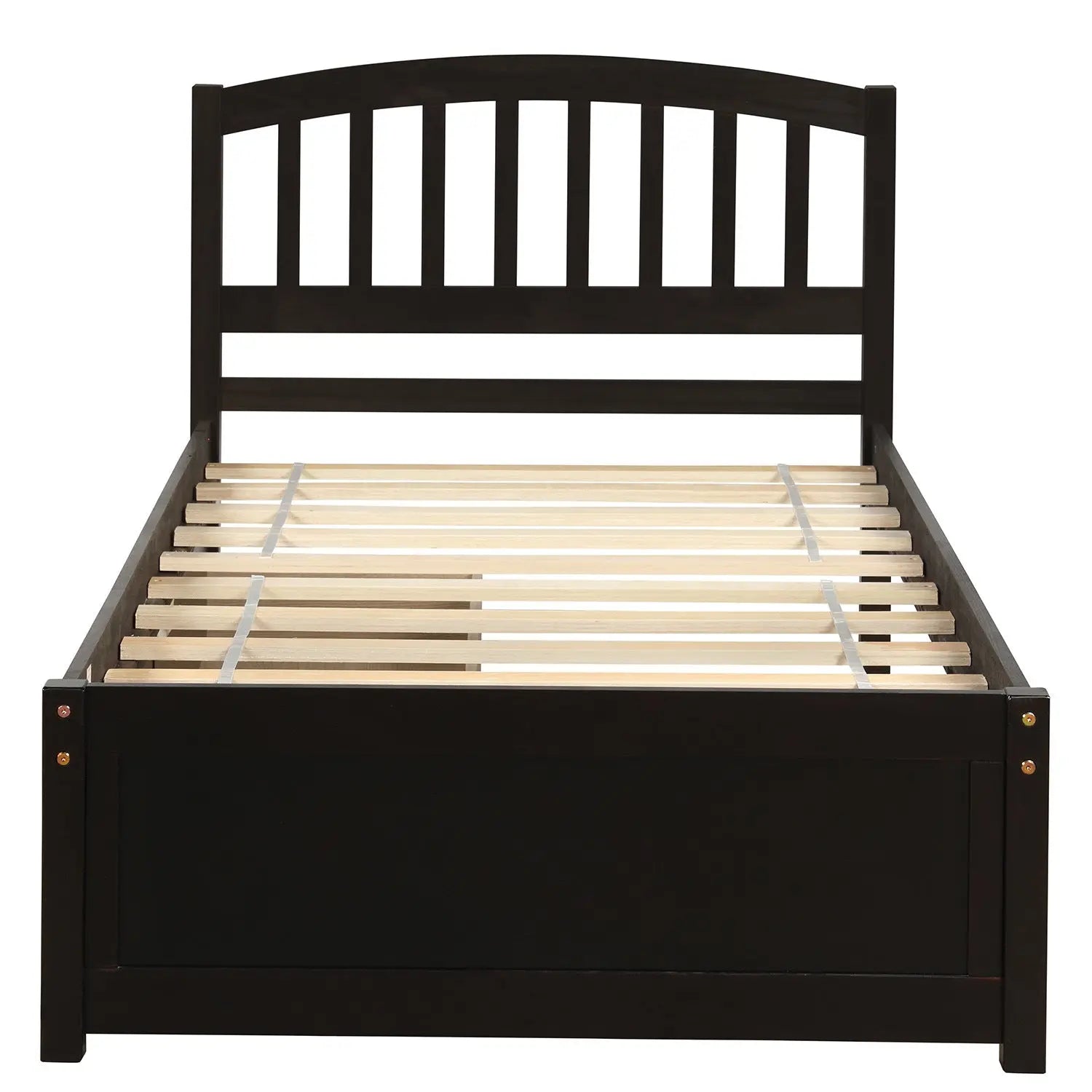 Twin Platform Storage Bed Wood Bed Frame with Two Drawers and Headboard, Espresso(Previous SKU: SF000062PAA) - VINE GLOBAL