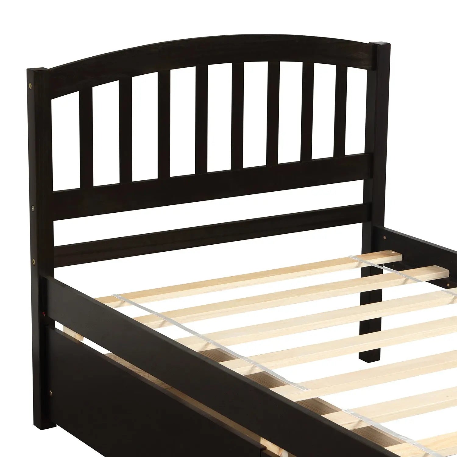 Twin Platform Storage Bed Wood Bed Frame with Two Drawers and Headboard, Espresso(Previous SKU: SF000062PAA) - VINE GLOBAL