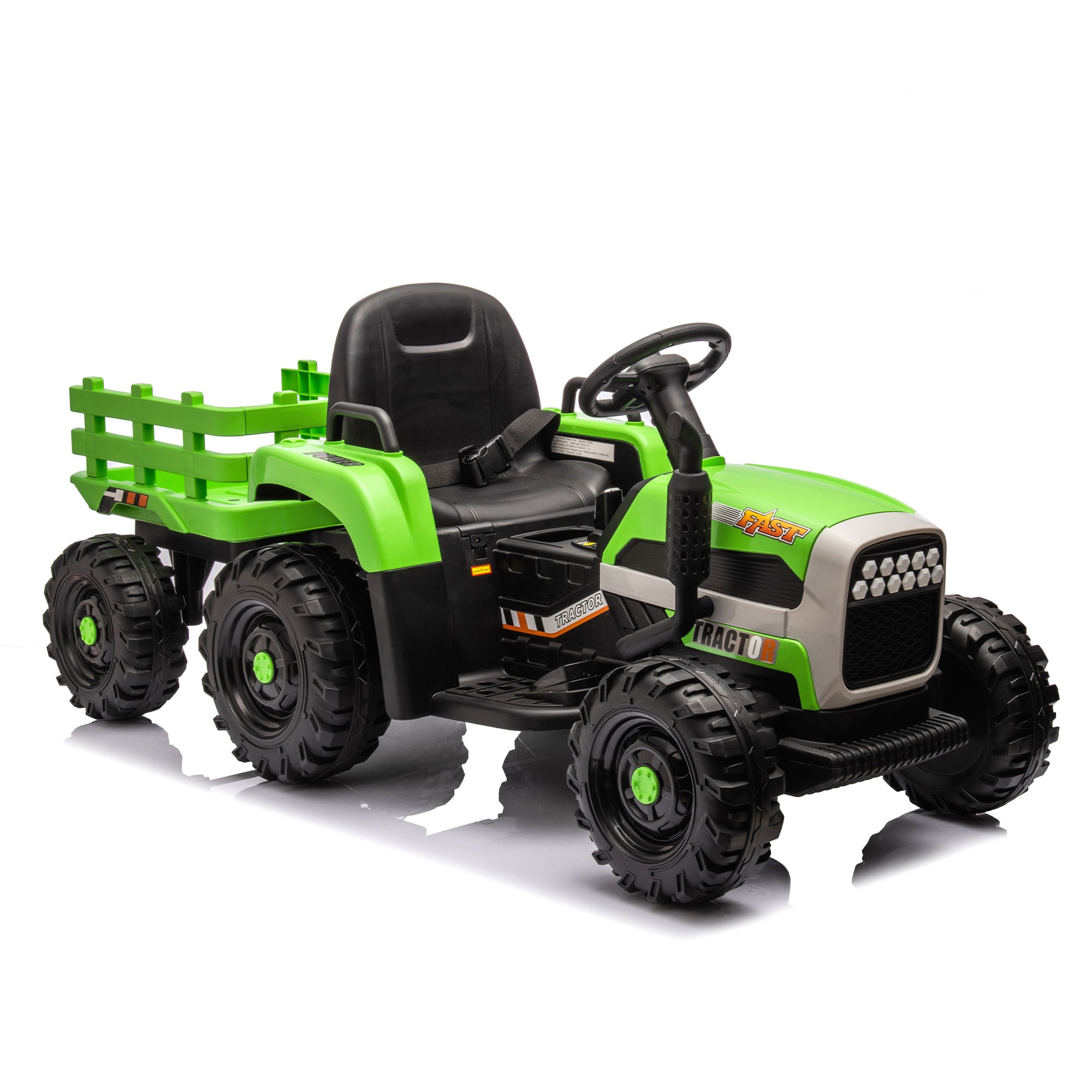 Ride on Tractor with Trailer,24V Battery Powered Electric Tractor Toy, 200w*2motor 1.86-4.97MPH/Remote Control,electric car for kids,Three speed adjustable,USB,MP3 ,Bluetooth,LED light, safety belt. - VINE GLOBAL