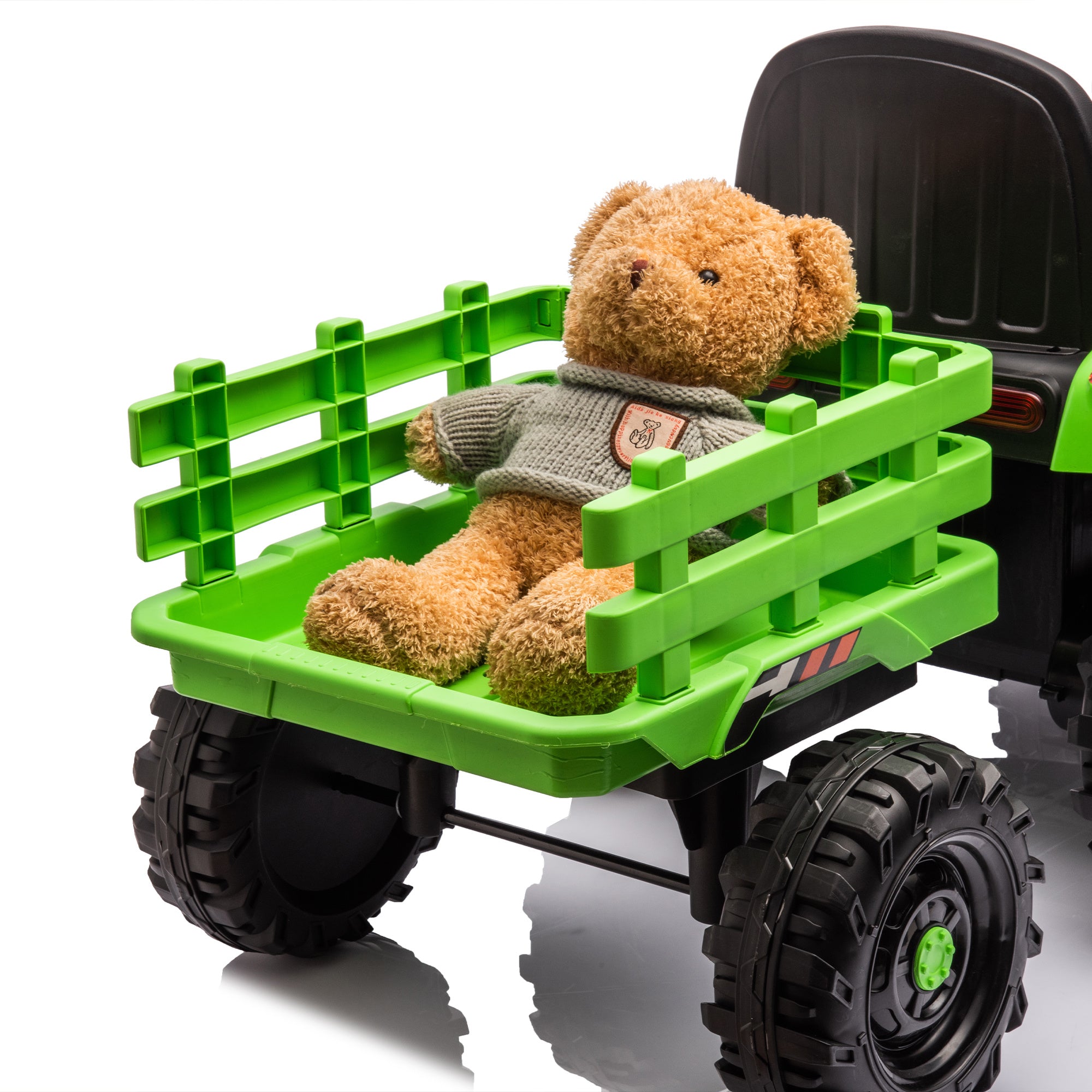 Ride on Tractor with Trailer,24V Battery Powered Electric Tractor Toy, 200w*2motor 1.86-4.97MPH/Remote Control,electric car for kids,Three speed adjustable,USB,MP3 ,Bluetooth,LED light, safety belt. - VINE GLOBAL