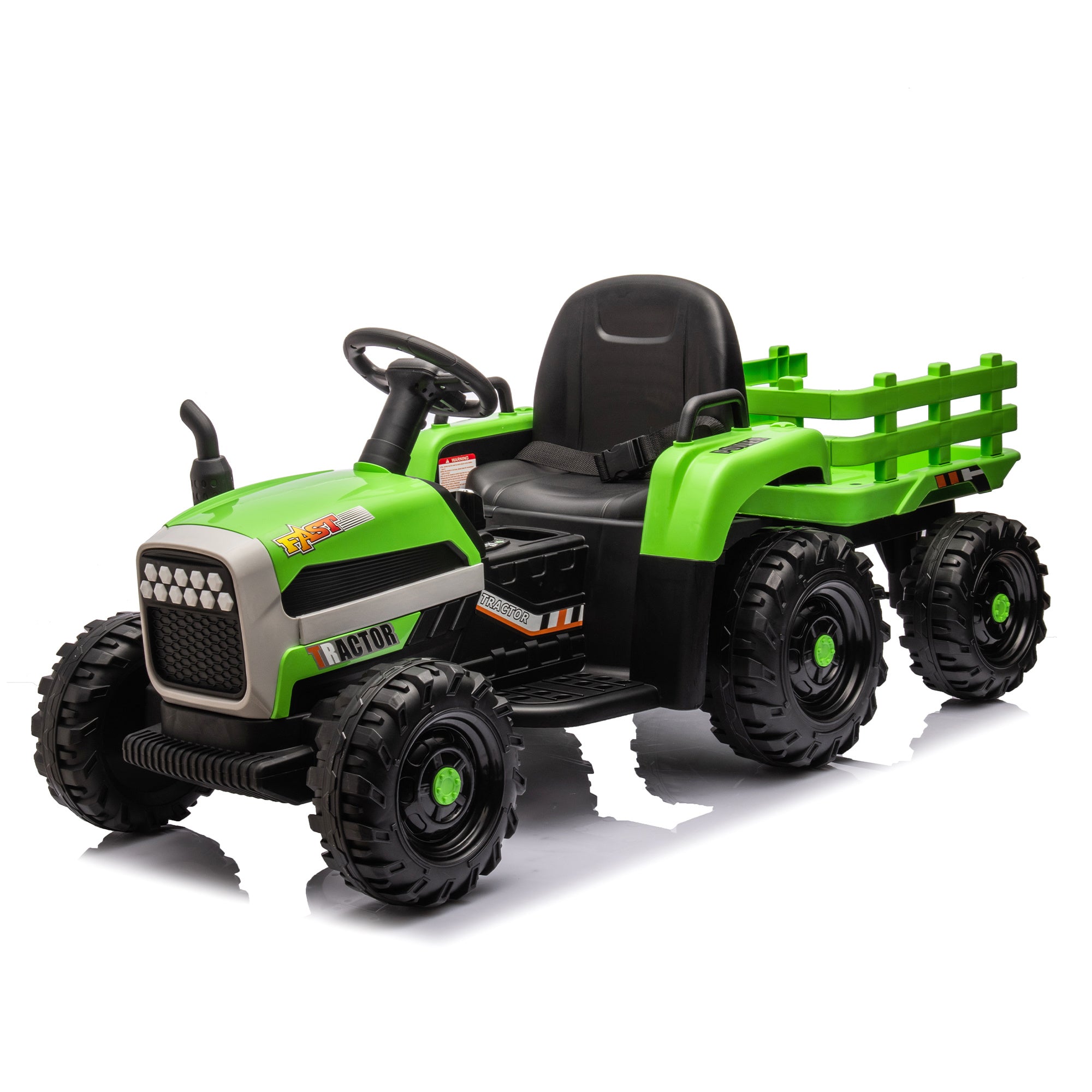 Ride on Tractor with Trailer,24V Battery Powered Electric Tractor Toy, 200w*2motor 1.86-4.97MPH/Remote Control,electric car for kids,Three speed adjustable,USB,MP3 ,Bluetooth,LED light, safety belt. - VINE GLOBAL