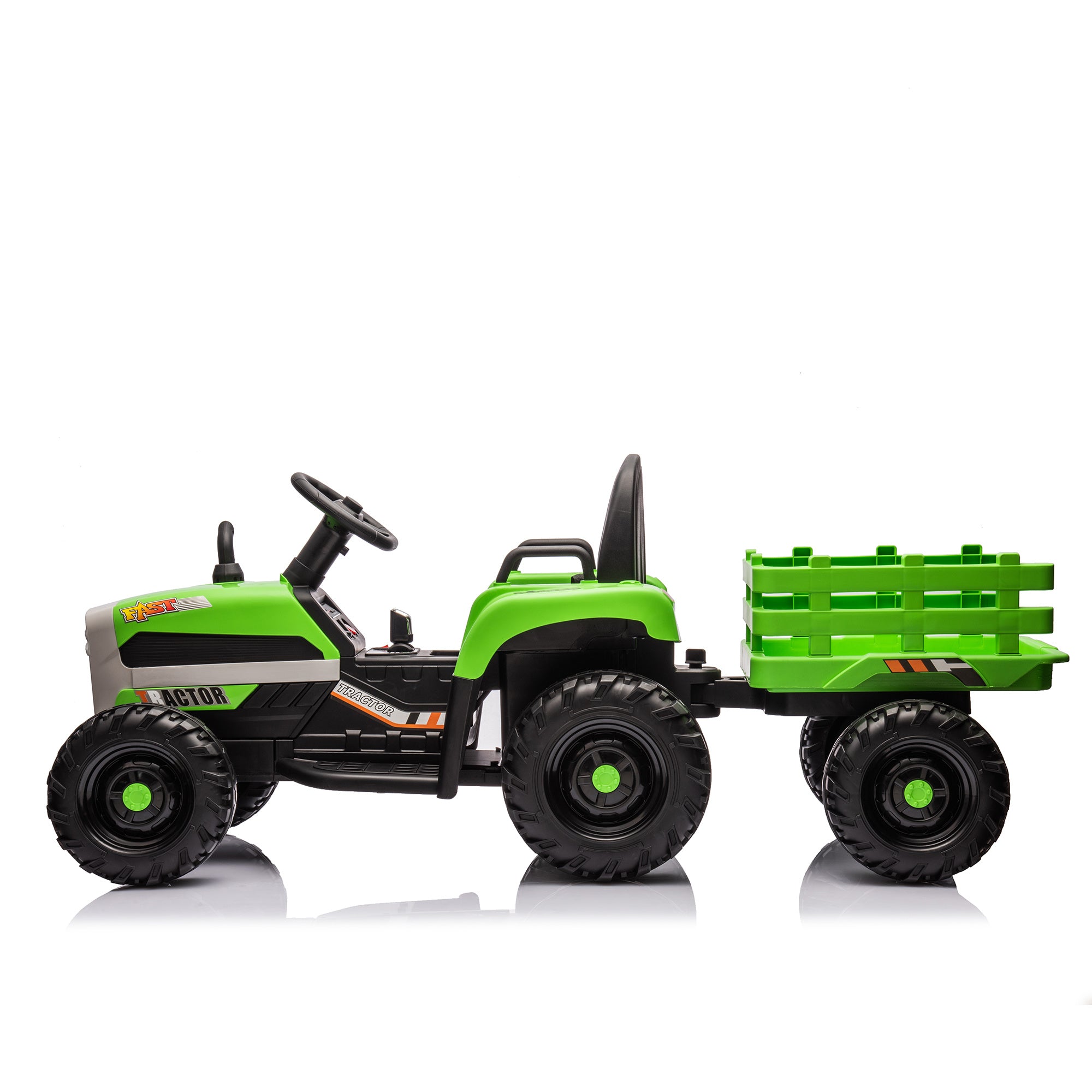 Ride on Tractor with Trailer,24V Battery Powered Electric Tractor Toy, 200w*2motor 1.86-4.97MPH/Remote Control,electric car for kids,Three speed adjustable,USB,MP3 ,Bluetooth,LED light, safety belt. - VINE GLOBAL