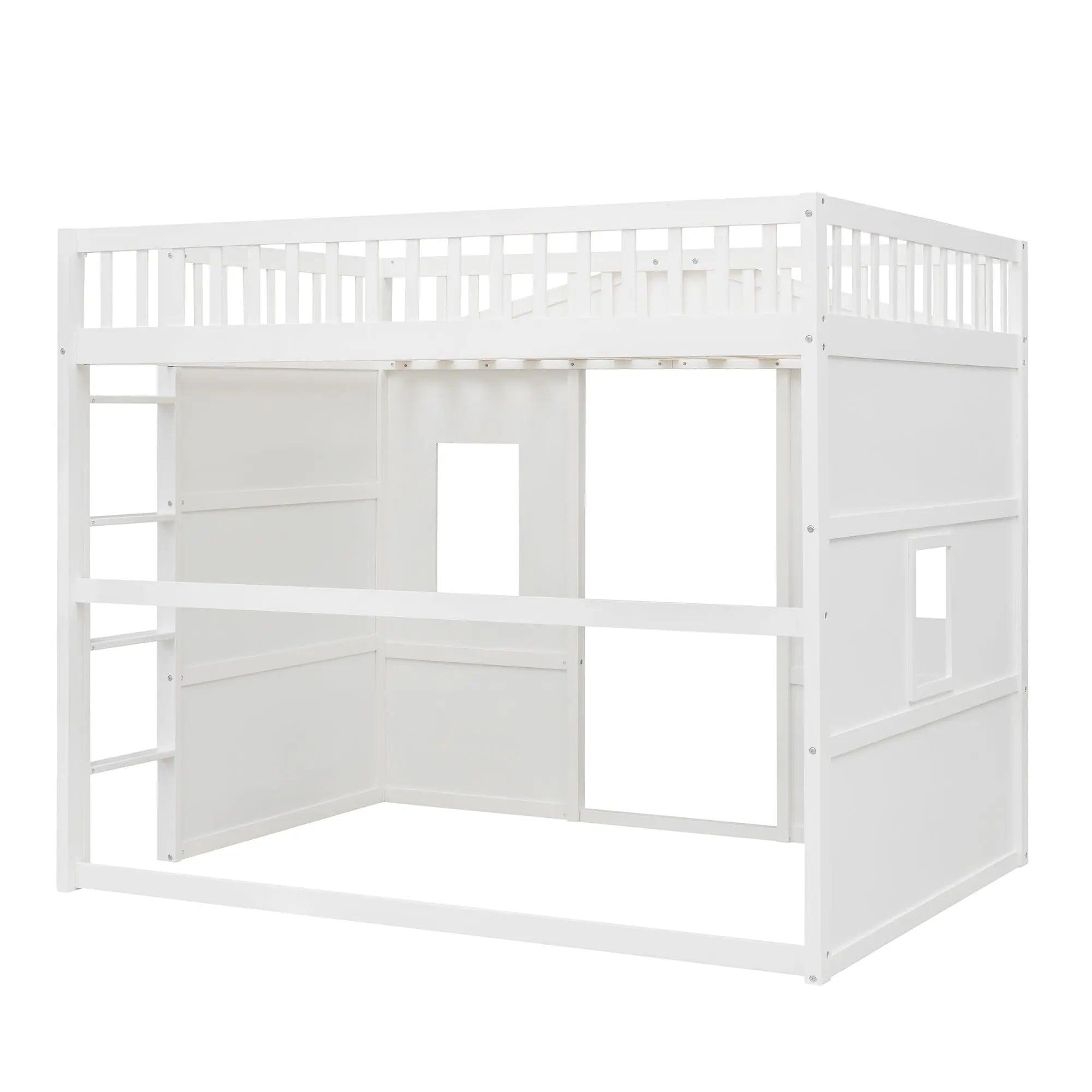 Full Size House Loft Bed With Ladder-White - VINE GLOBAL