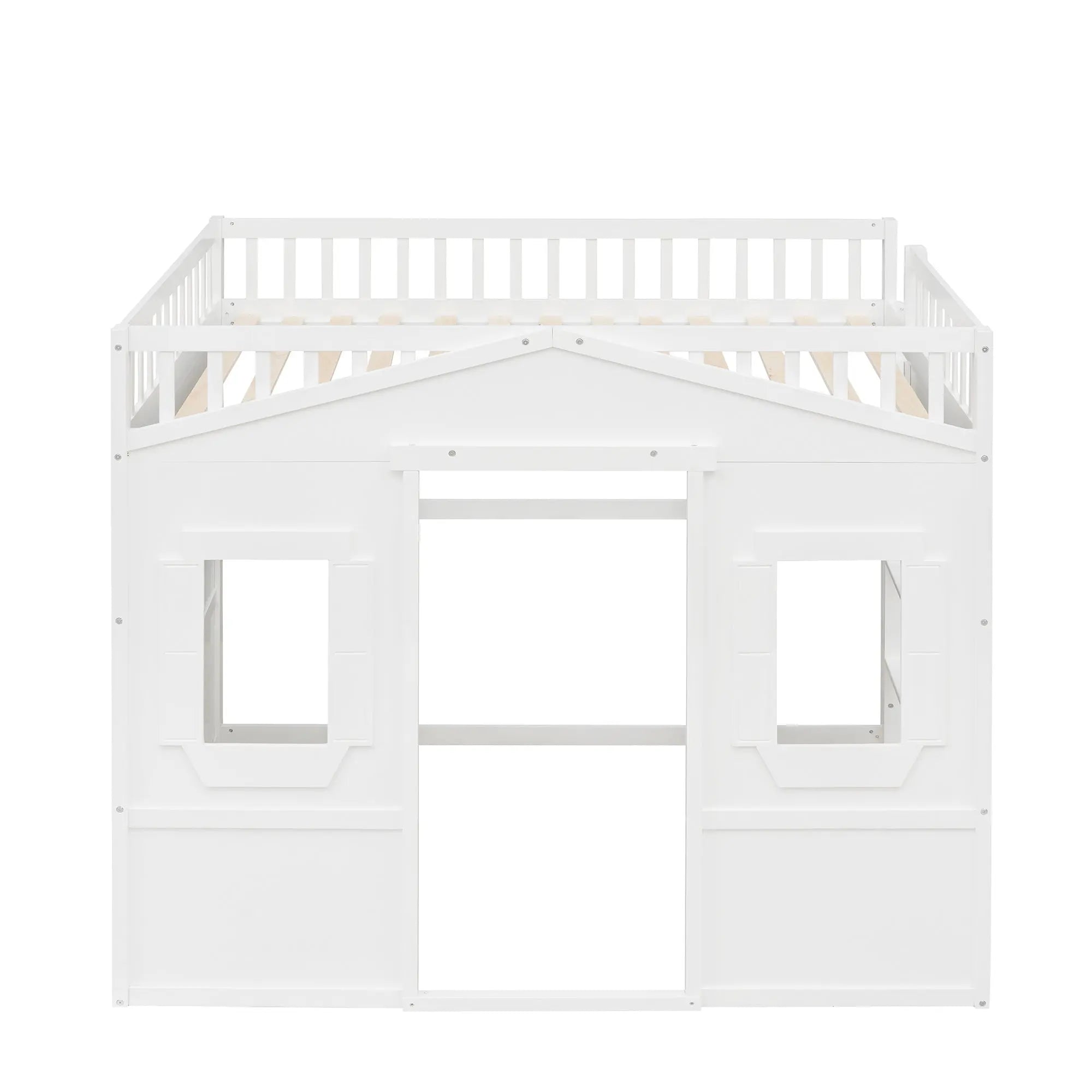 Full Size House Loft Bed With Ladder-White - VINE GLOBAL