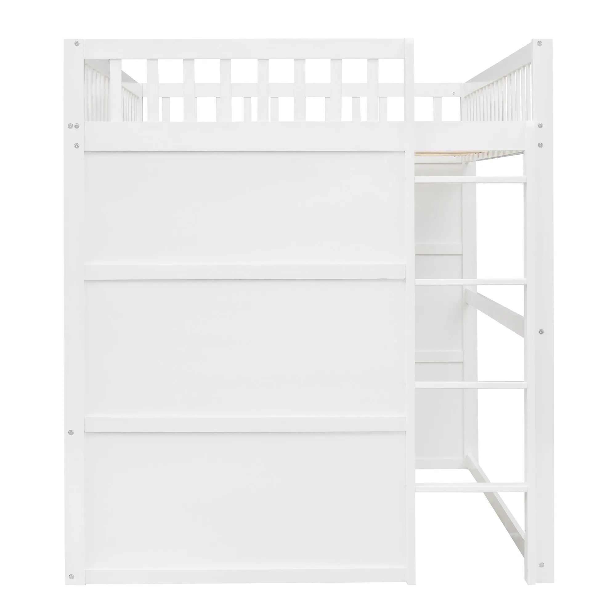 Full Size House Loft Bed With Ladder-White - VINE GLOBAL