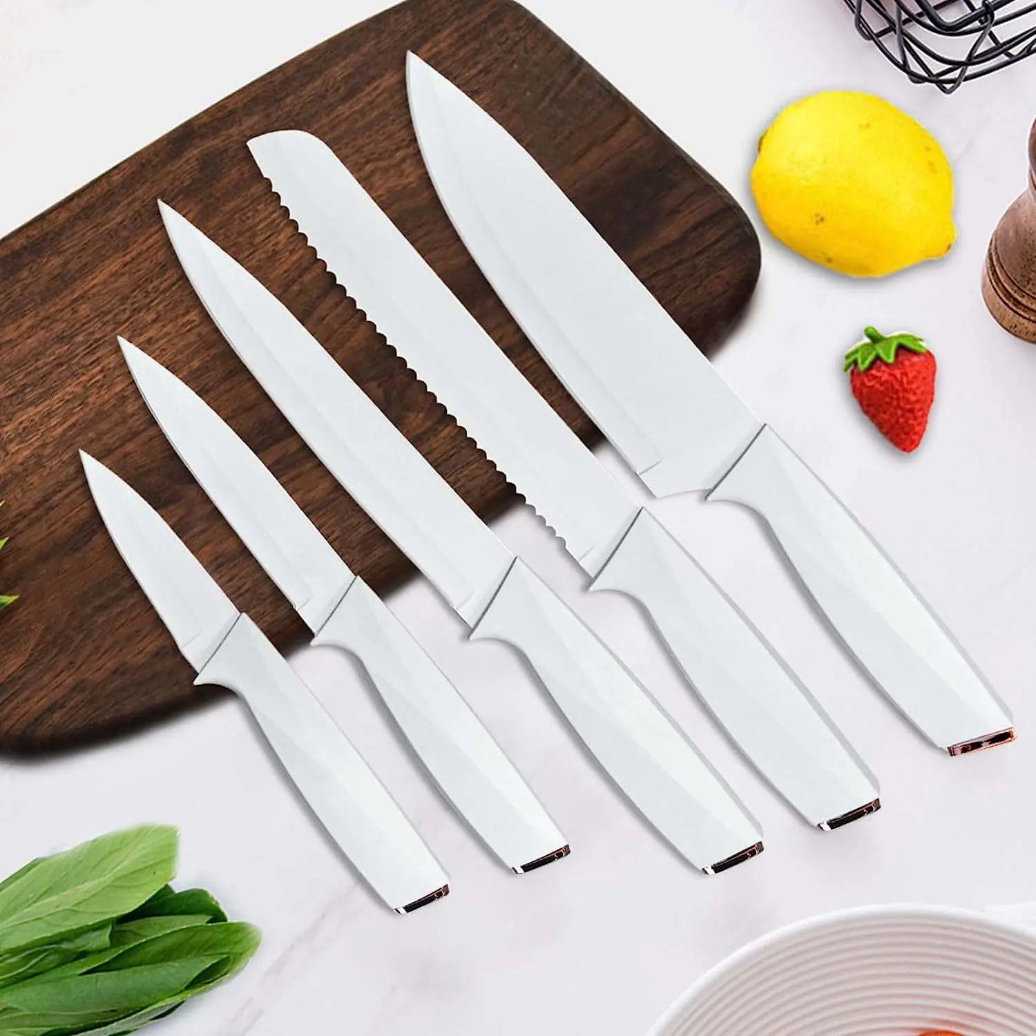 Kitchen Knife Set, 7-Pieces Stainless Steel Knives Set with Block, Chef Cooking Knife Set - VINE GLOBAL