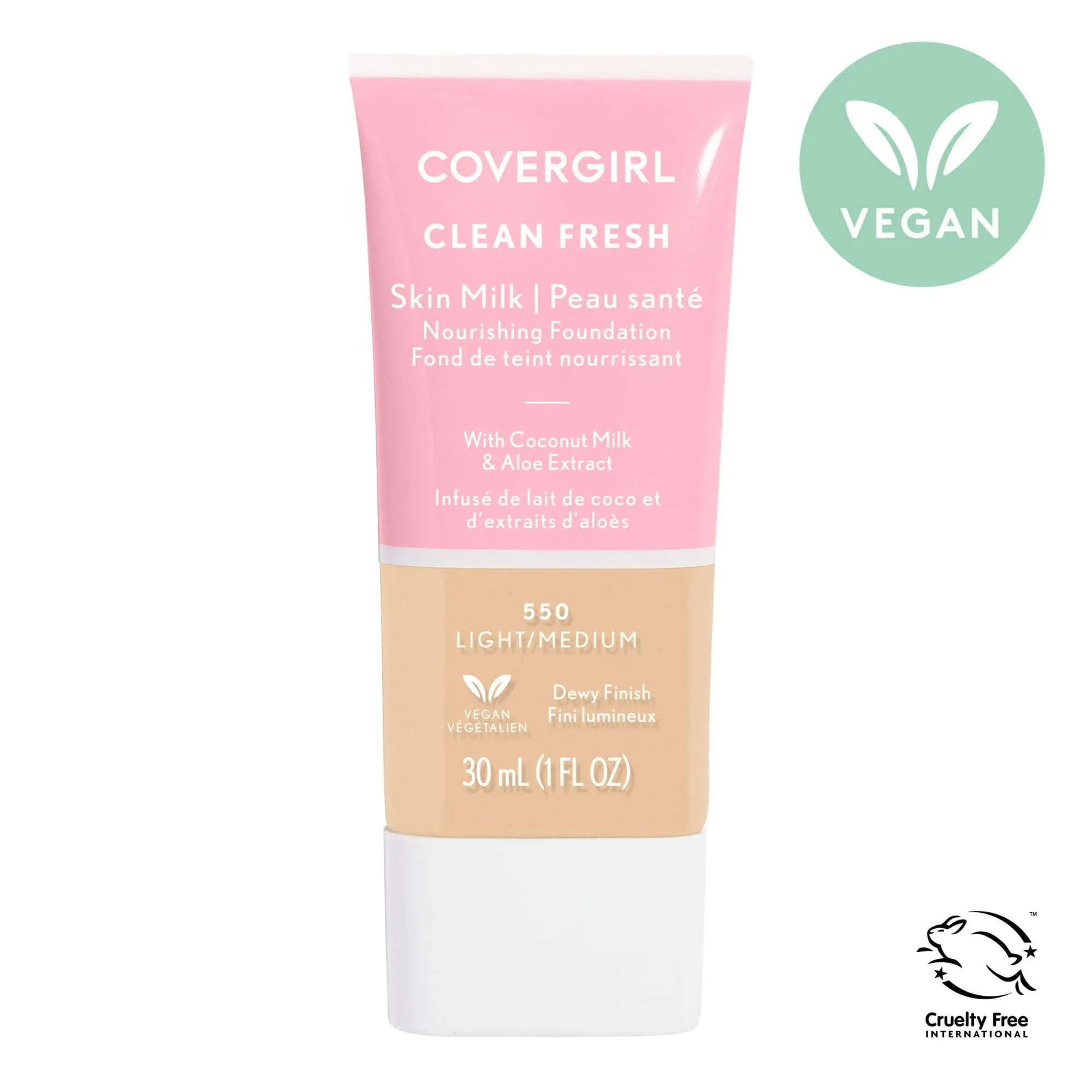 COVERGIRL Clean Fresh Skin Milk, Clean Vegan Formula, Light/ Medium, 1 fl oz, Lightweight Foundation - VINE GLOBAL