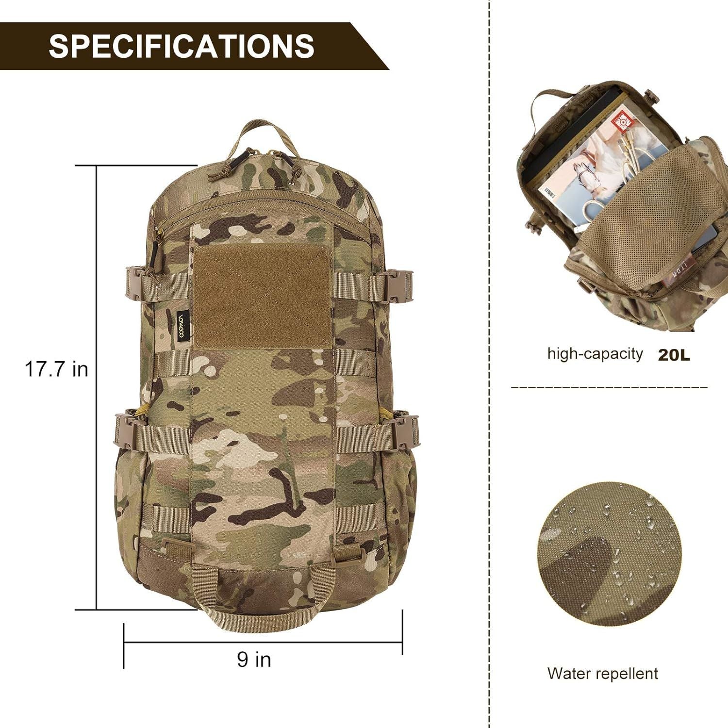 Tactical Backpack Men Military Assault Pack Outdoor Hiking Rucksack - VINE GLOBAL