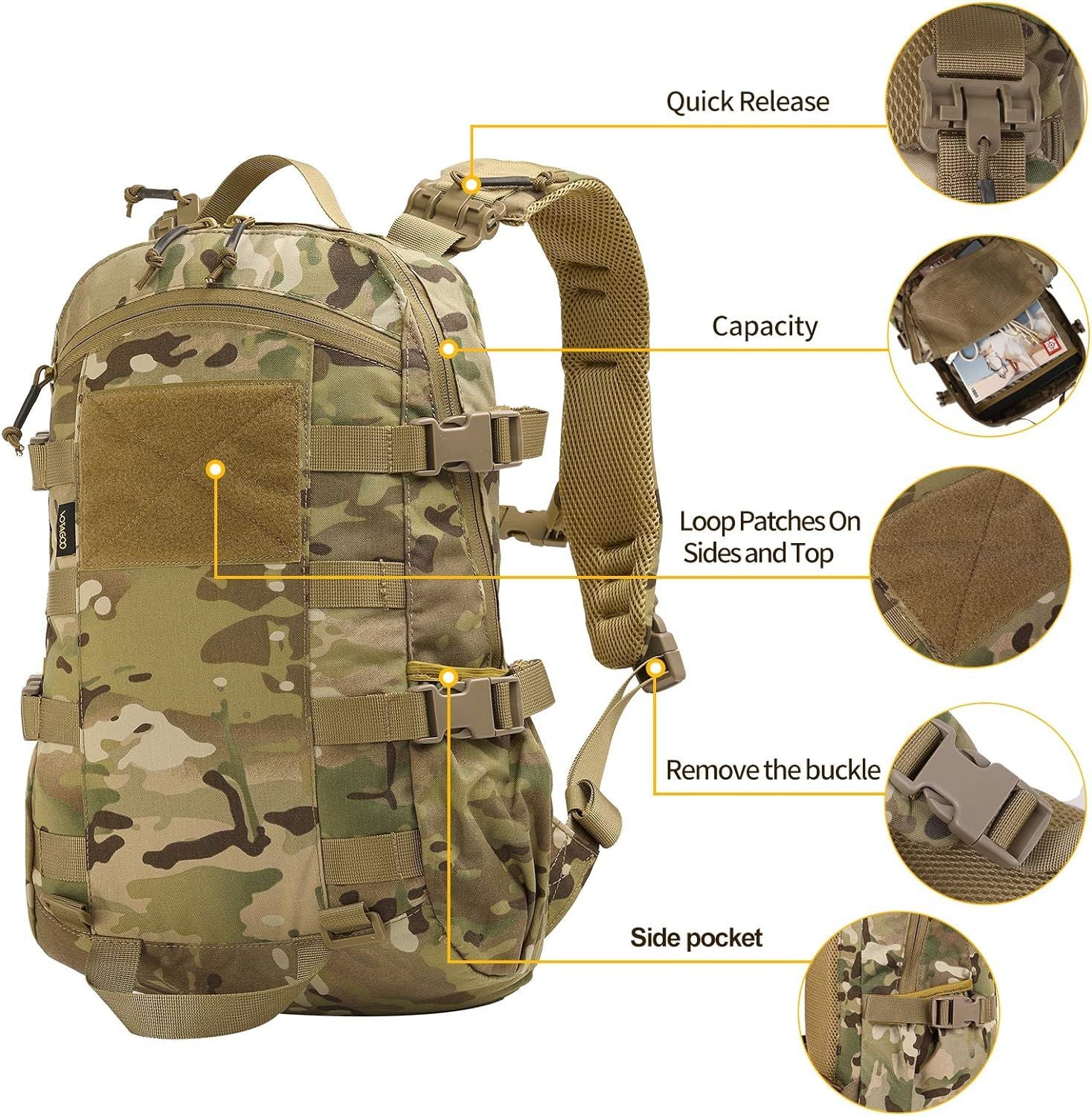 Tactical Backpack Men Military Assault Pack Outdoor Hiking Rucksack - VINE GLOBAL