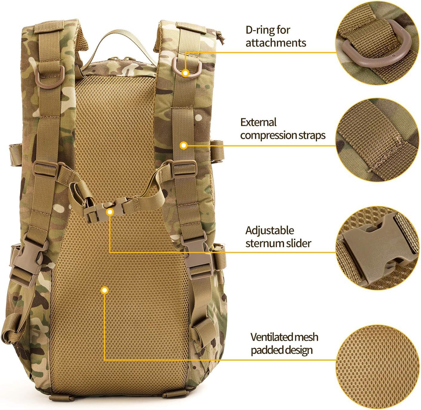 Tactical Backpack Men Military Assault Pack Outdoor Hiking Rucksack - VINE GLOBAL